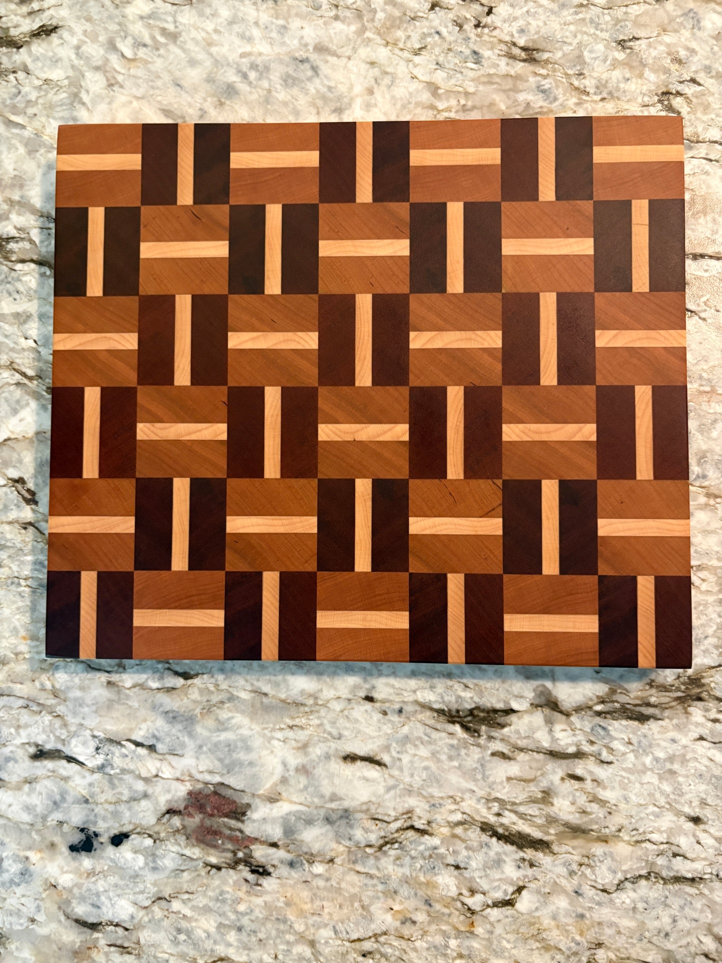 Basketweave end grain cutting board/chopping block Sapele, Cherry and Maple