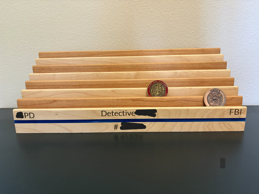 Challenge Coin Display - available with Thin Blue Line or Thin Red Line