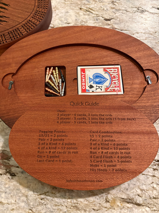American Flag with Bald Eagle Cribbage board - Sapele - 4 lane