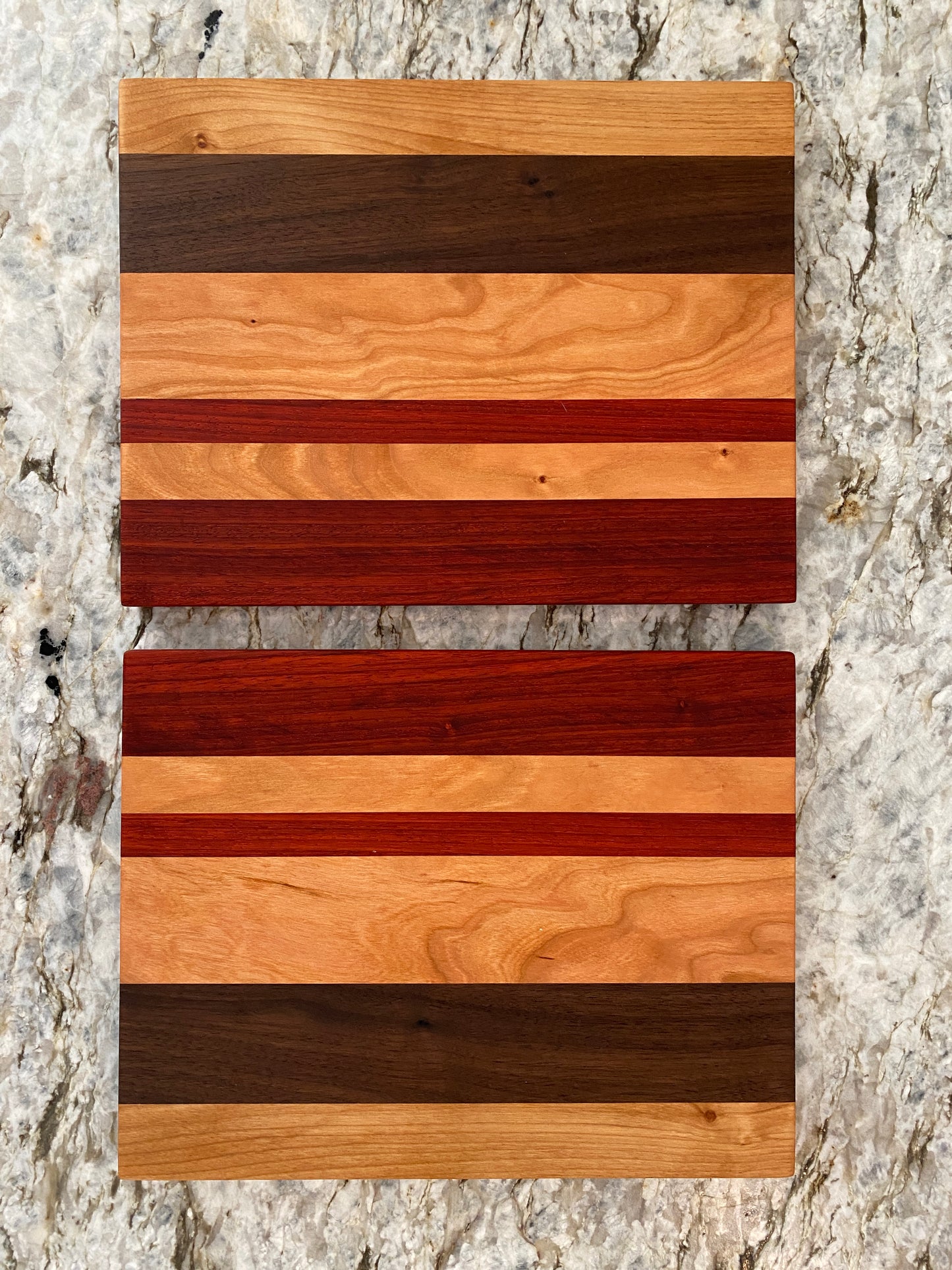 Padauk, Walnut, and Cherry cutting board