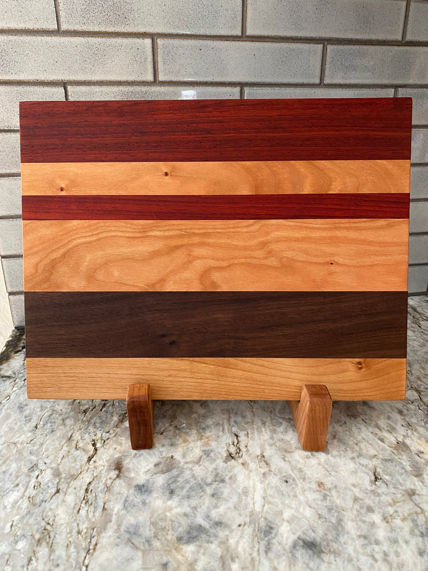 Padauk, Walnut, and Cherry cutting board