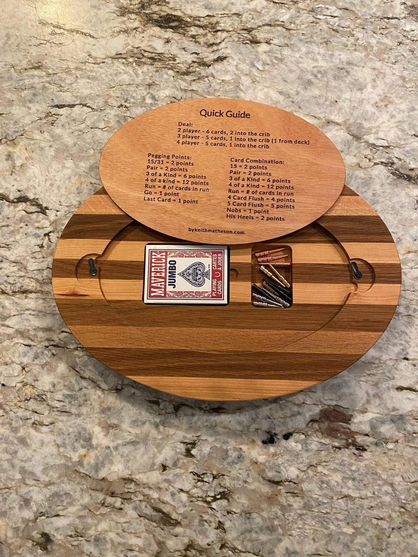 Cribbage board - Cherry and Oak (Customizable) - 4 lane