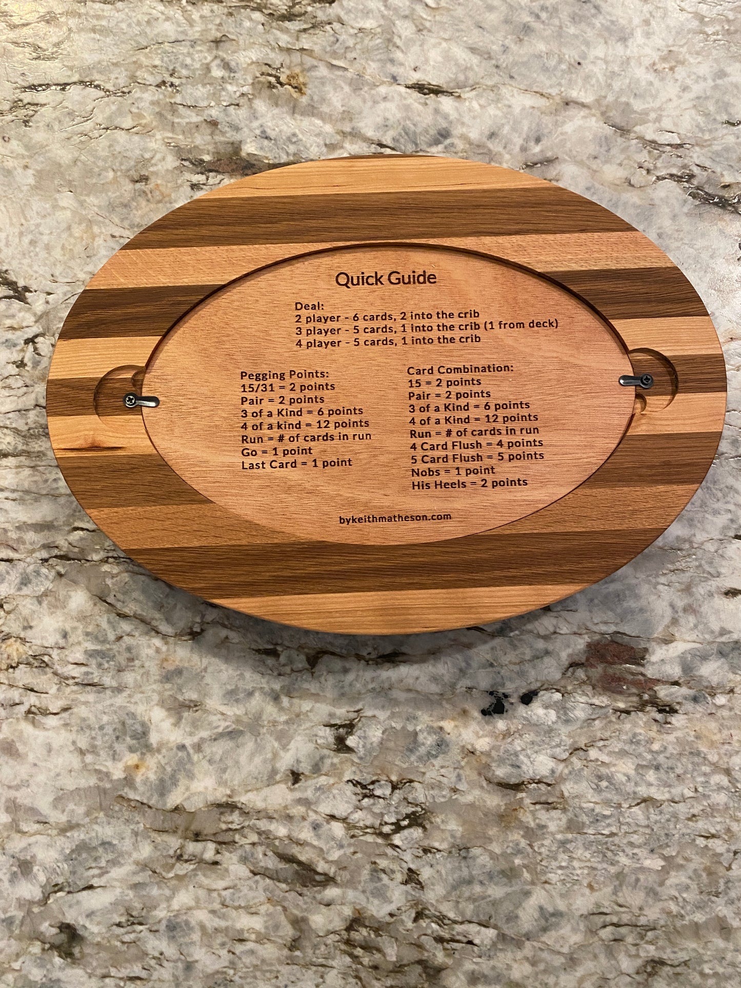 Cribbage board - Cherry and Oak (Customizable) - 4 lane
