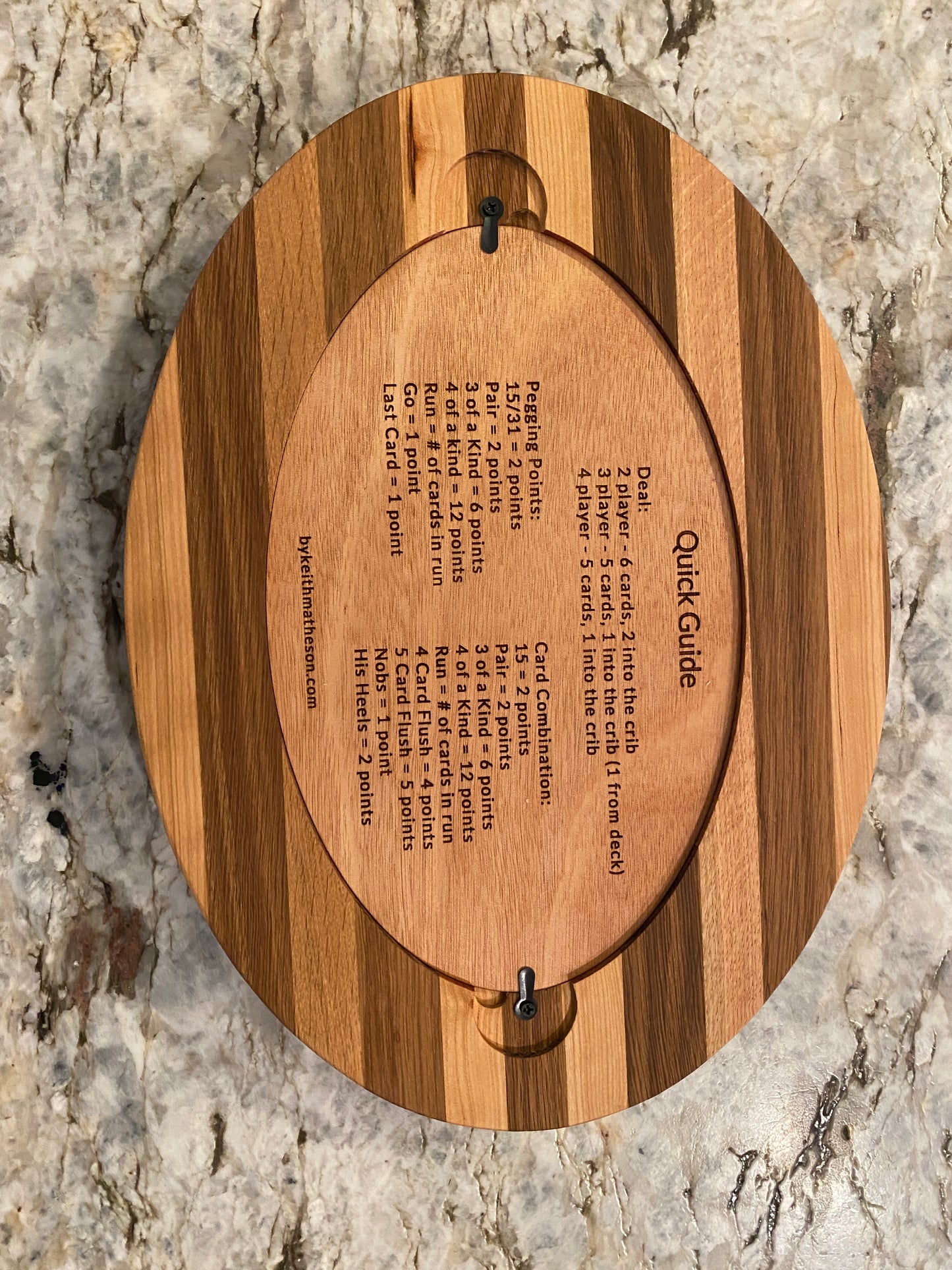 Cribbage board - Cherry and Oak (Customizable) - 4 lane