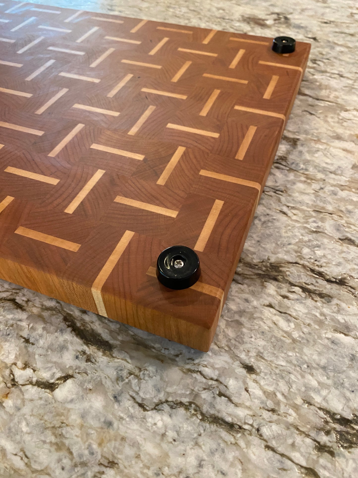 Basket Weave End Grain Brisket board with juice groove (Cherry and Maple)
