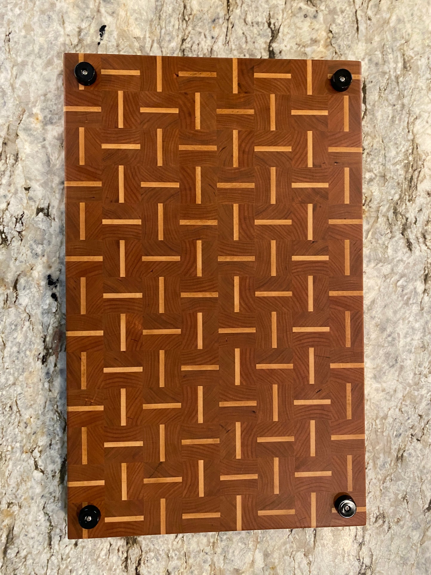 Basket Weave End Grain Brisket board with juice groove (Cherry and Maple)