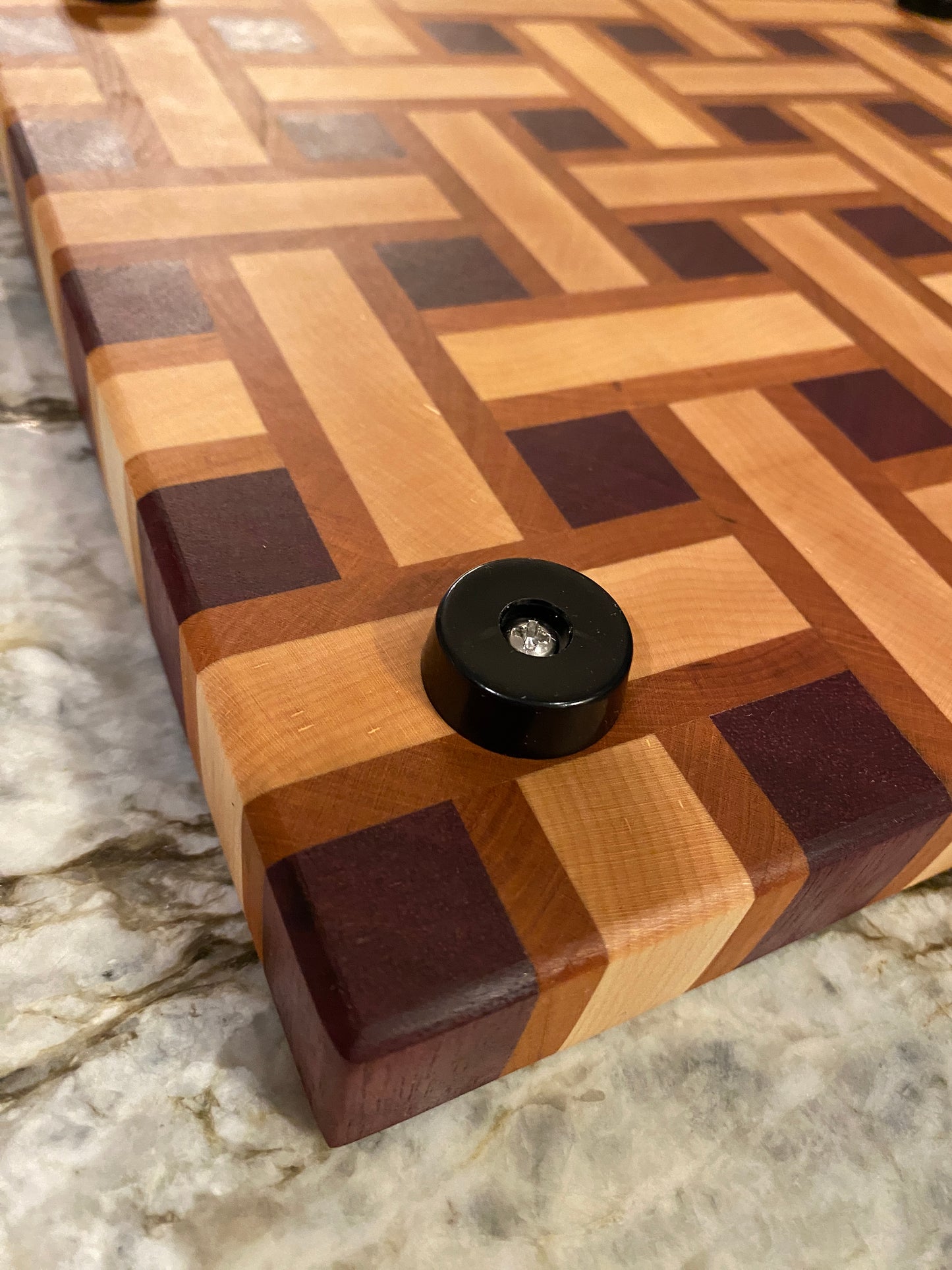 Basketweave end grain cutting board/chopping block Maple, Cherry, and Purple Heart