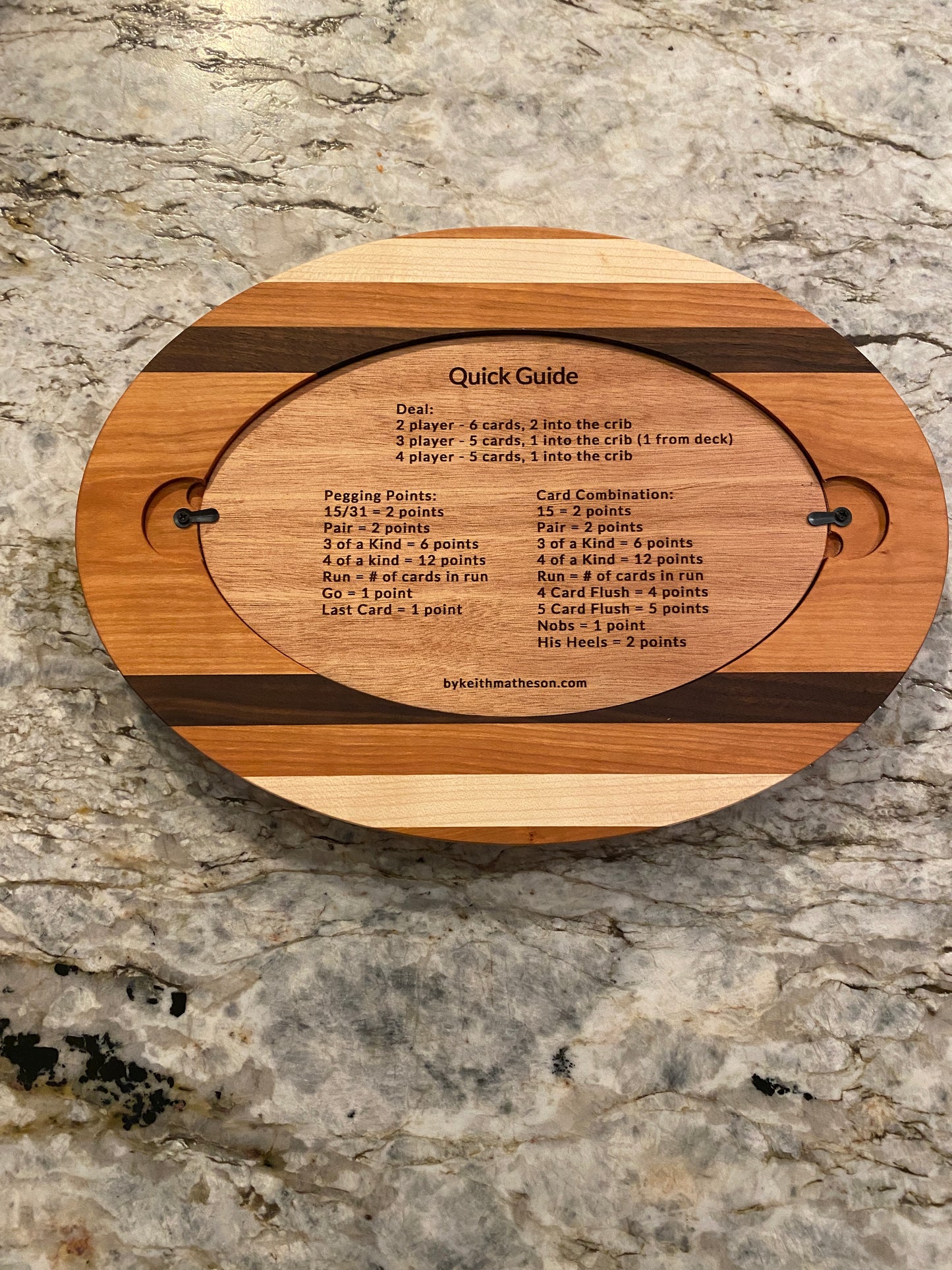 Cribbage board - Cherry, Walnut Maple (Customizable) - 4 lane