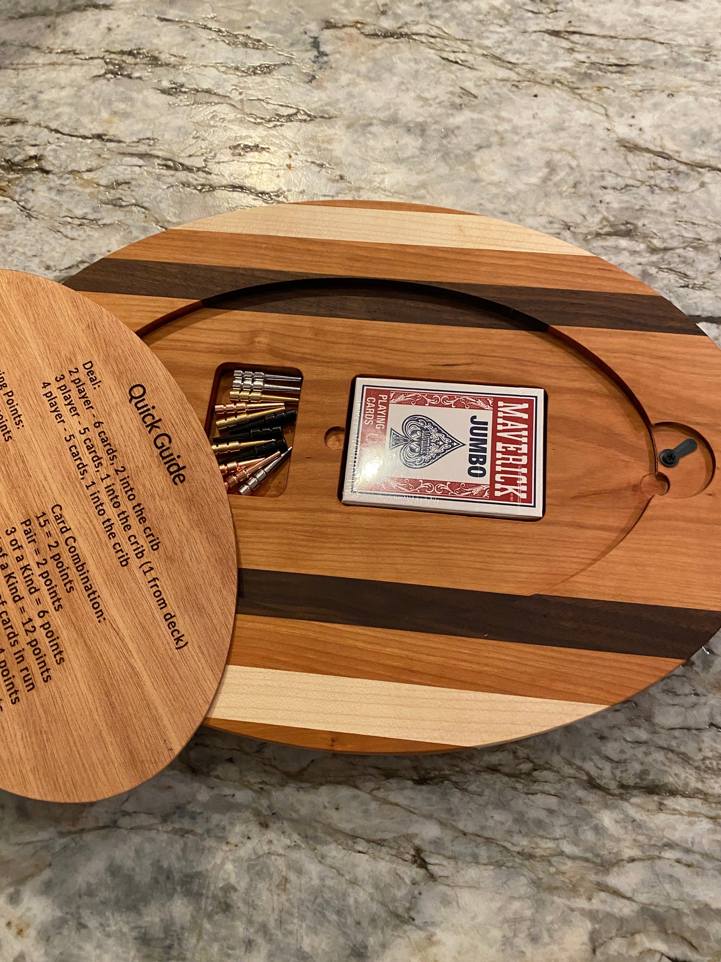 Cribbage board - Cherry, Walnut Maple (Customizable) - 4 lane