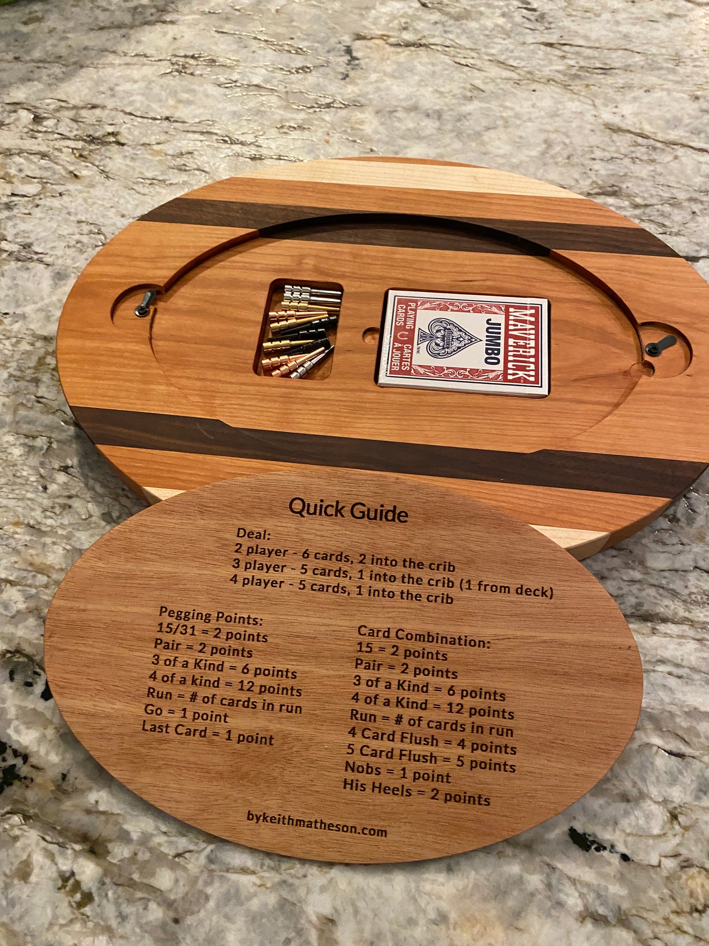 Cribbage board - Cherry, Walnut Maple (Customizable) - 4 lane