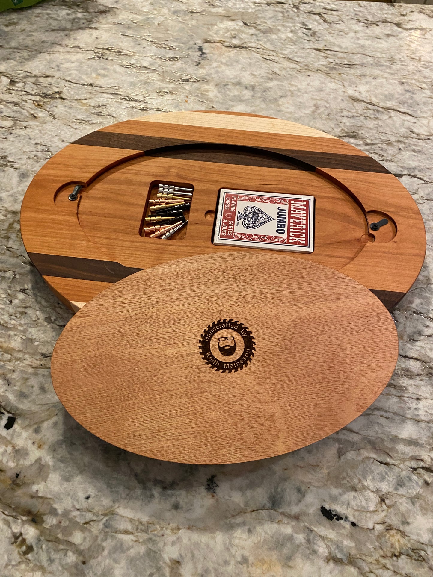 Cribbage board - Cherry, Walnut Maple (Customizable) - 4 lane