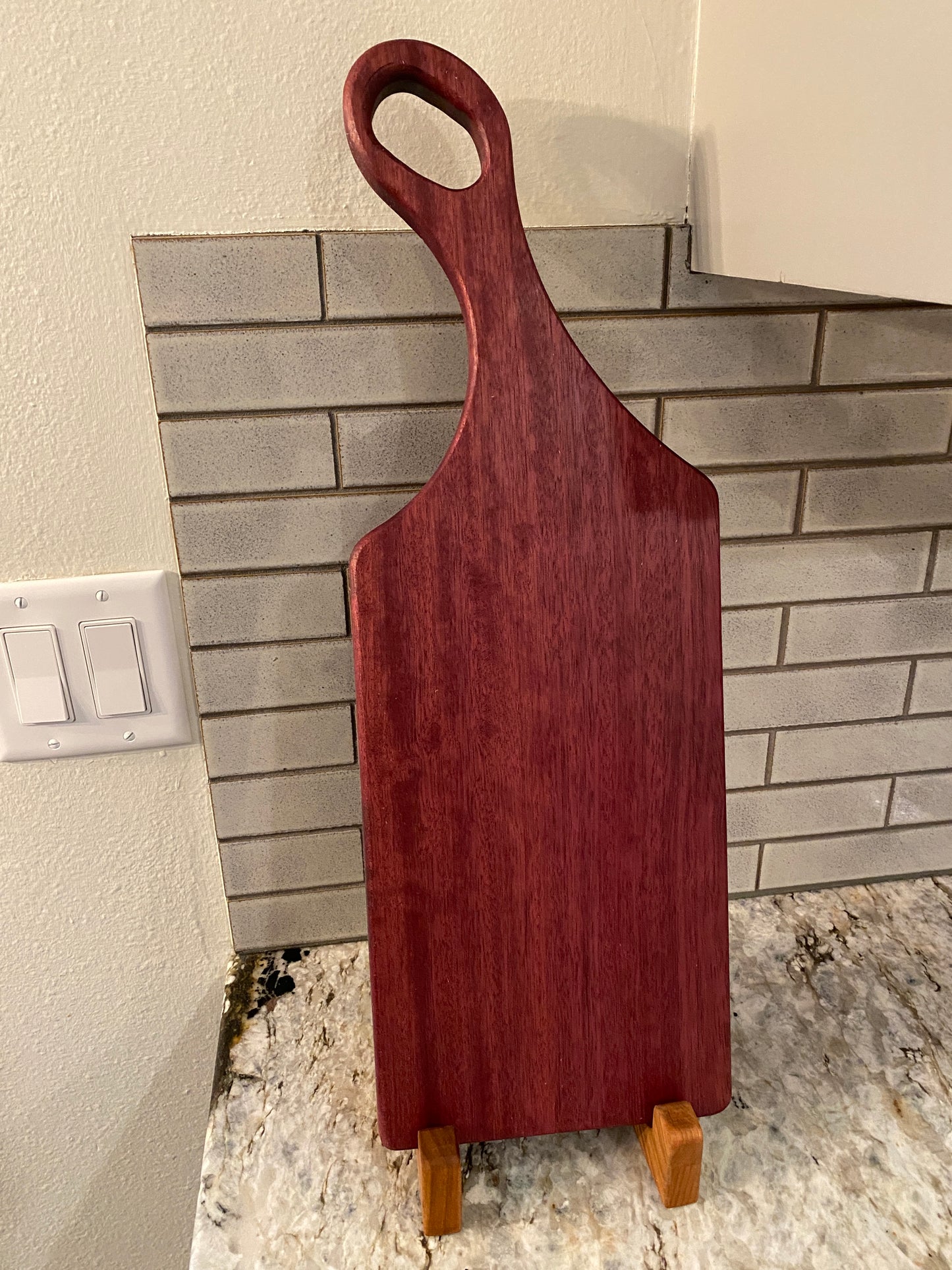 Classic purple heart charcuterie board with handle