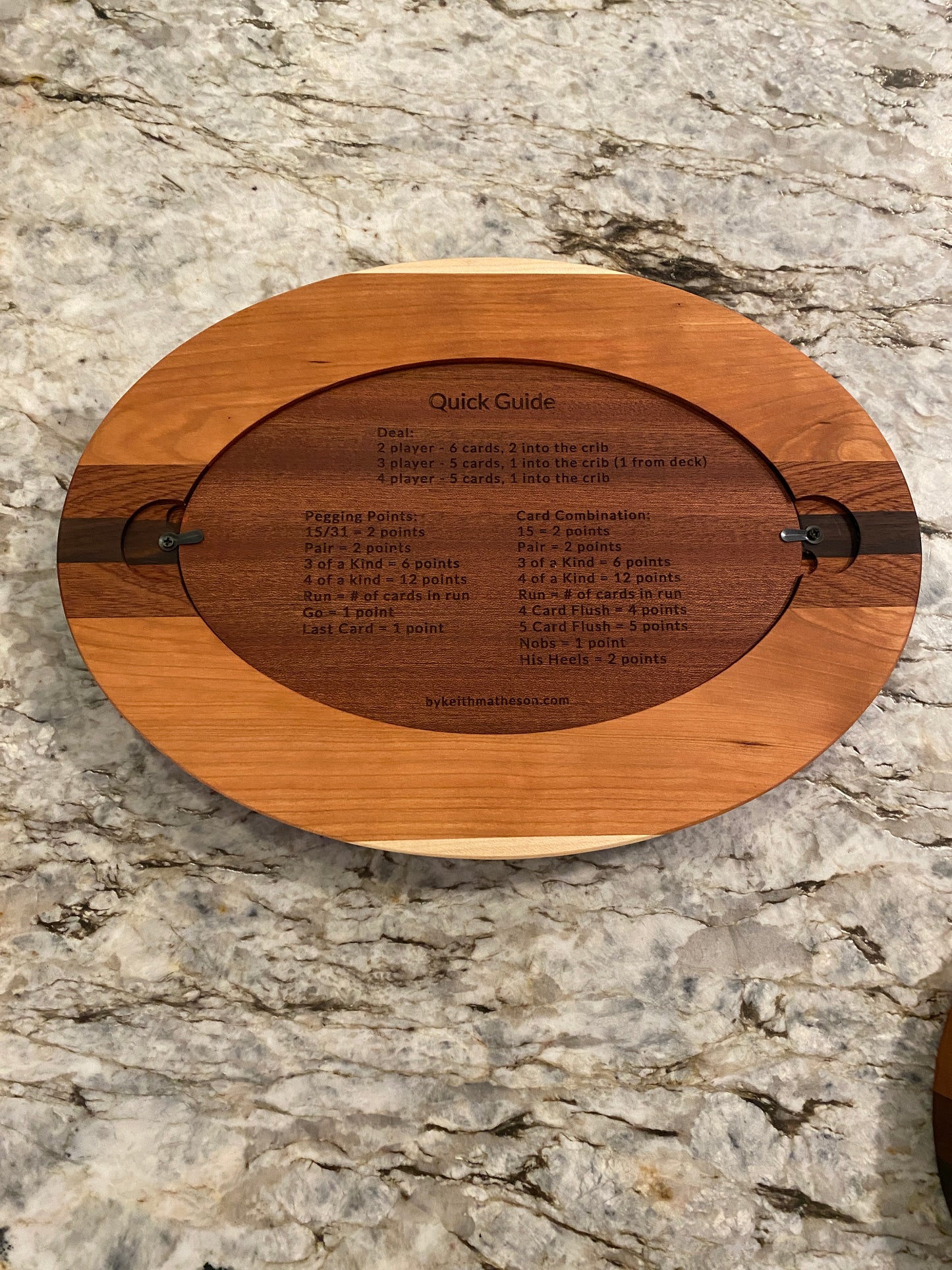 Cribbage board - Cherry, Walnut, Sapele and Maple (Customizable) - 4 lane