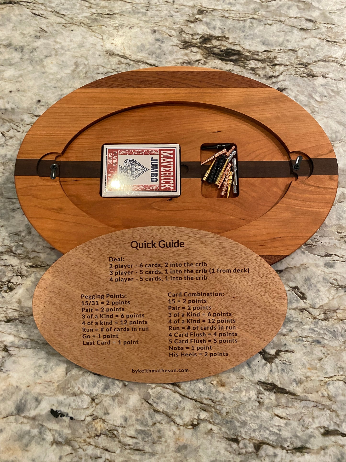 Cribbage board - Cherry, Walnut, and Sapele (Customizable) - 4 lane