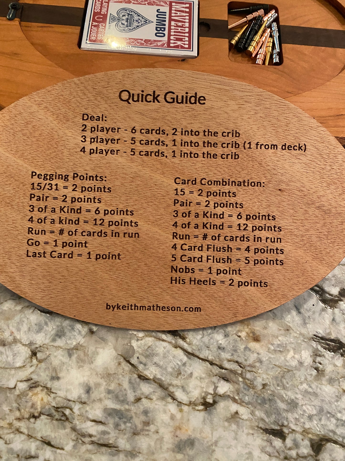 Cribbage board - Cherry, Walnut, and Sapele (Customizable) - 4 lane