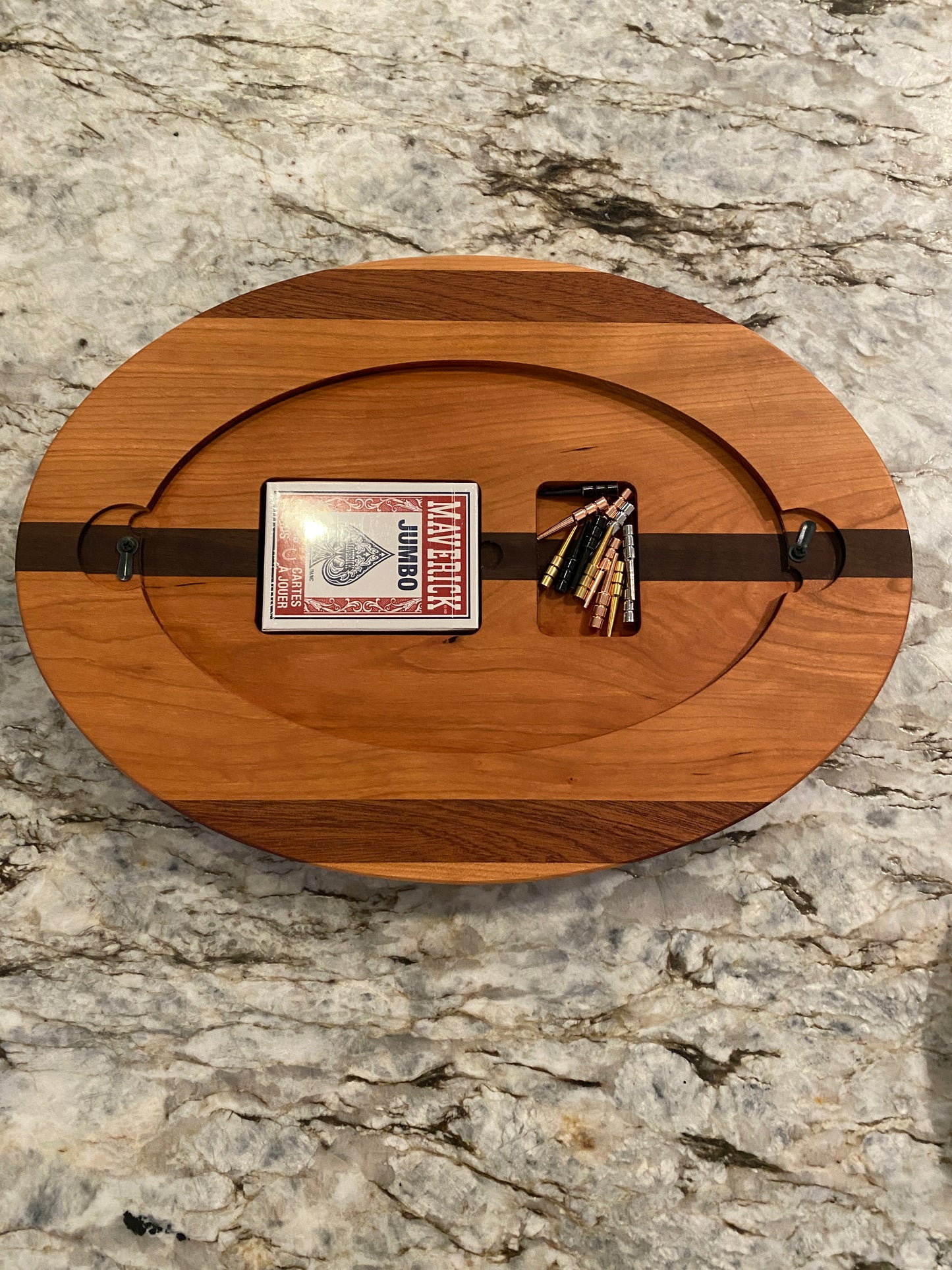 Cribbage board - Cherry, Walnut, and Sapele (Customizable) - 4 lane