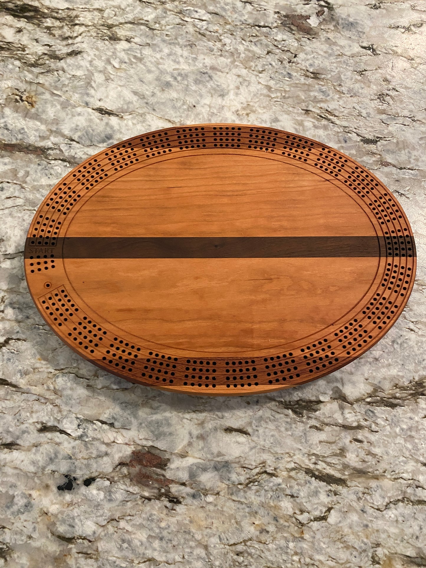 Cribbage board - Cherry, Walnut, and Sapele (Customizable) - 4 lane