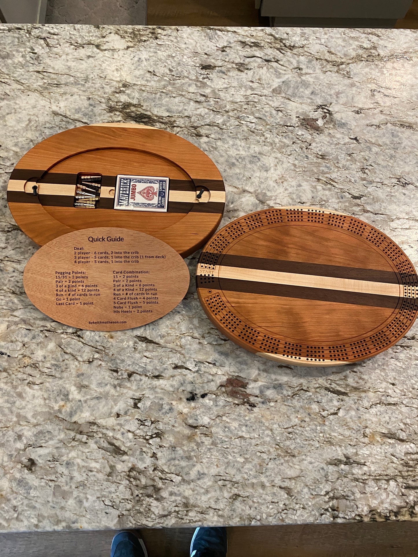 Cribbage board - Cherry, Walnut, and Maple (Customizable) - 4 lane