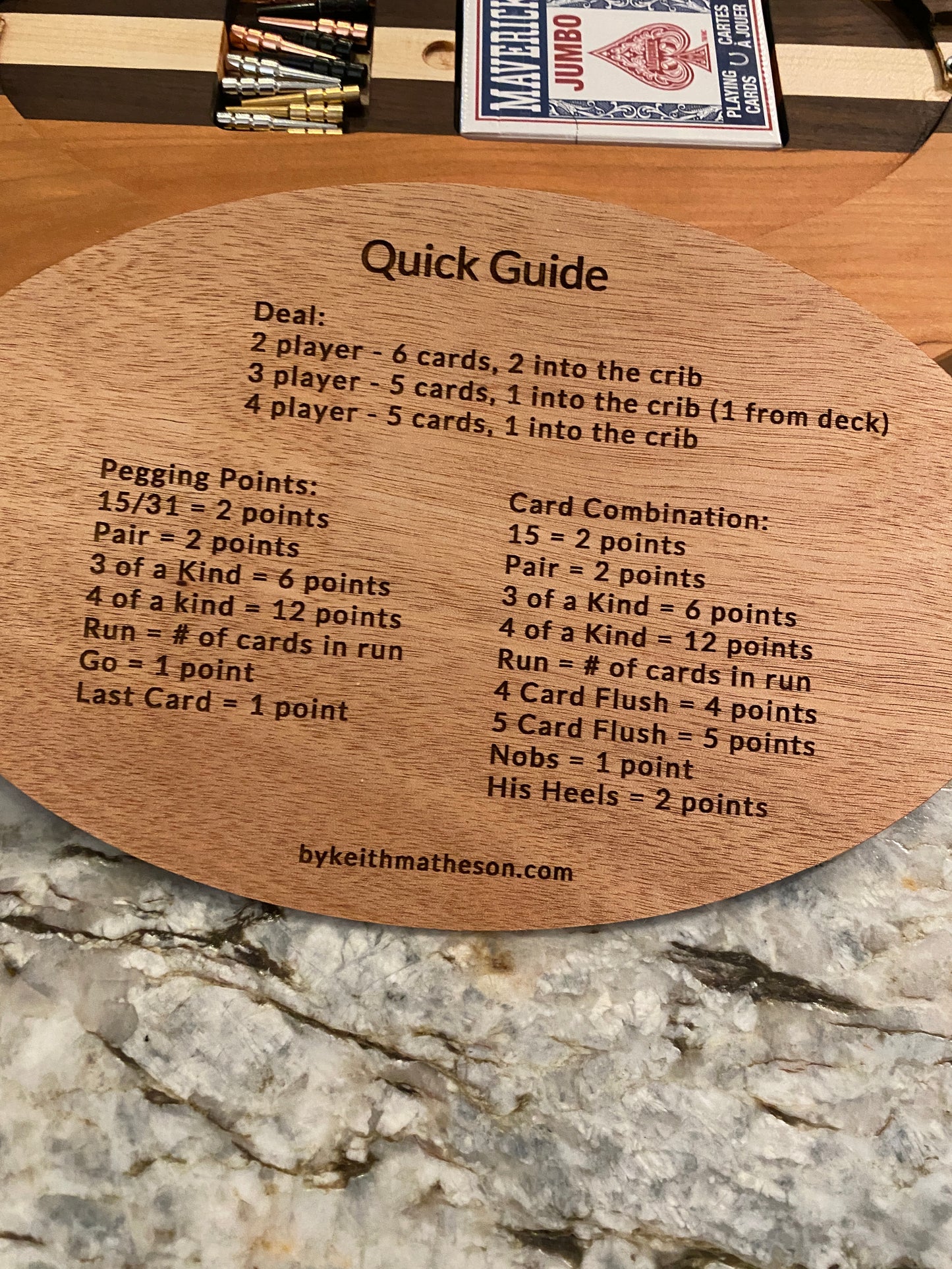 Cribbage board - Cherry, Walnut, and Maple (Customizable) - 4 lane
