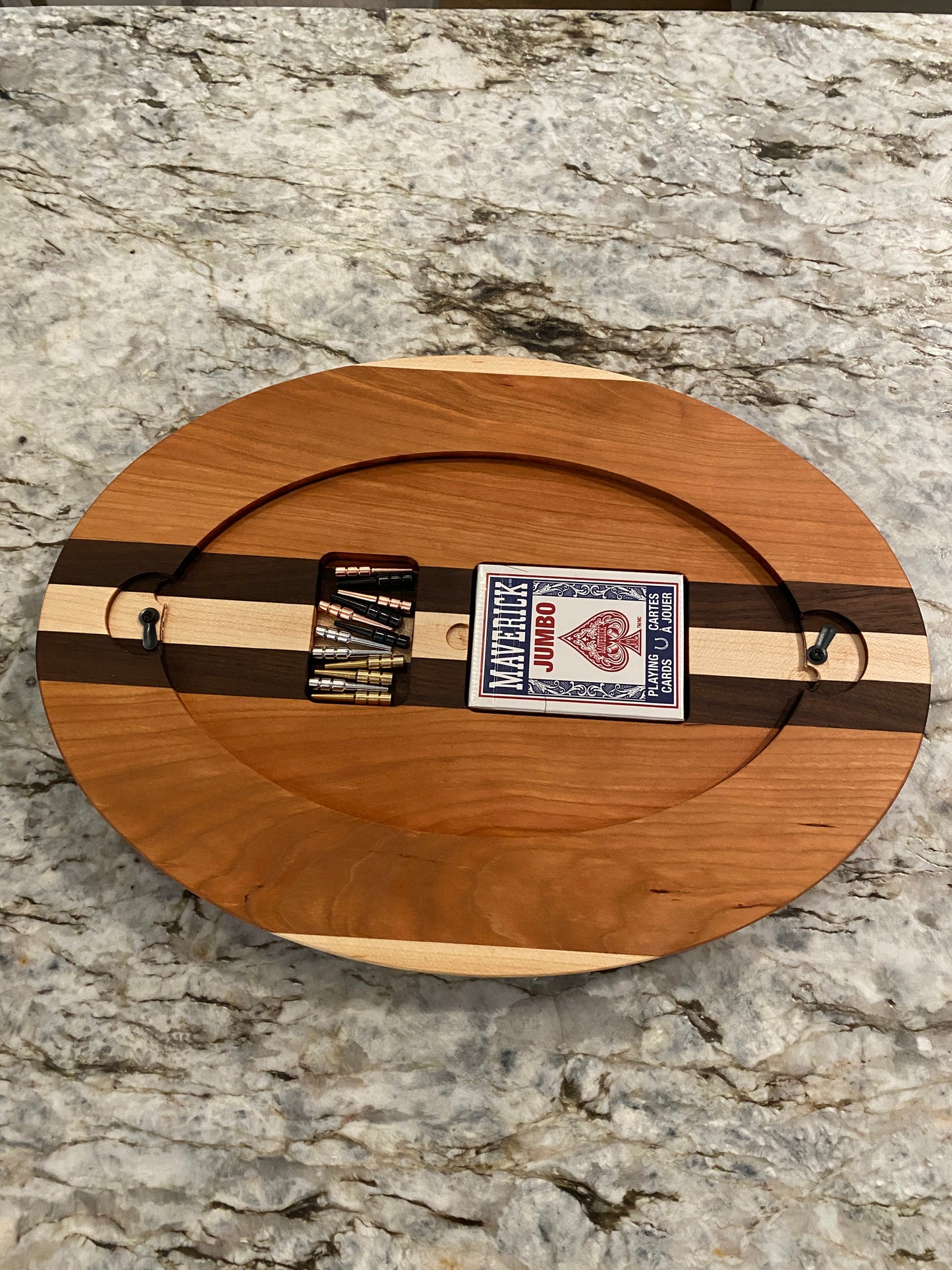 Cribbage board - Cherry, Walnut, and Maple (Customizable) - 4 lane