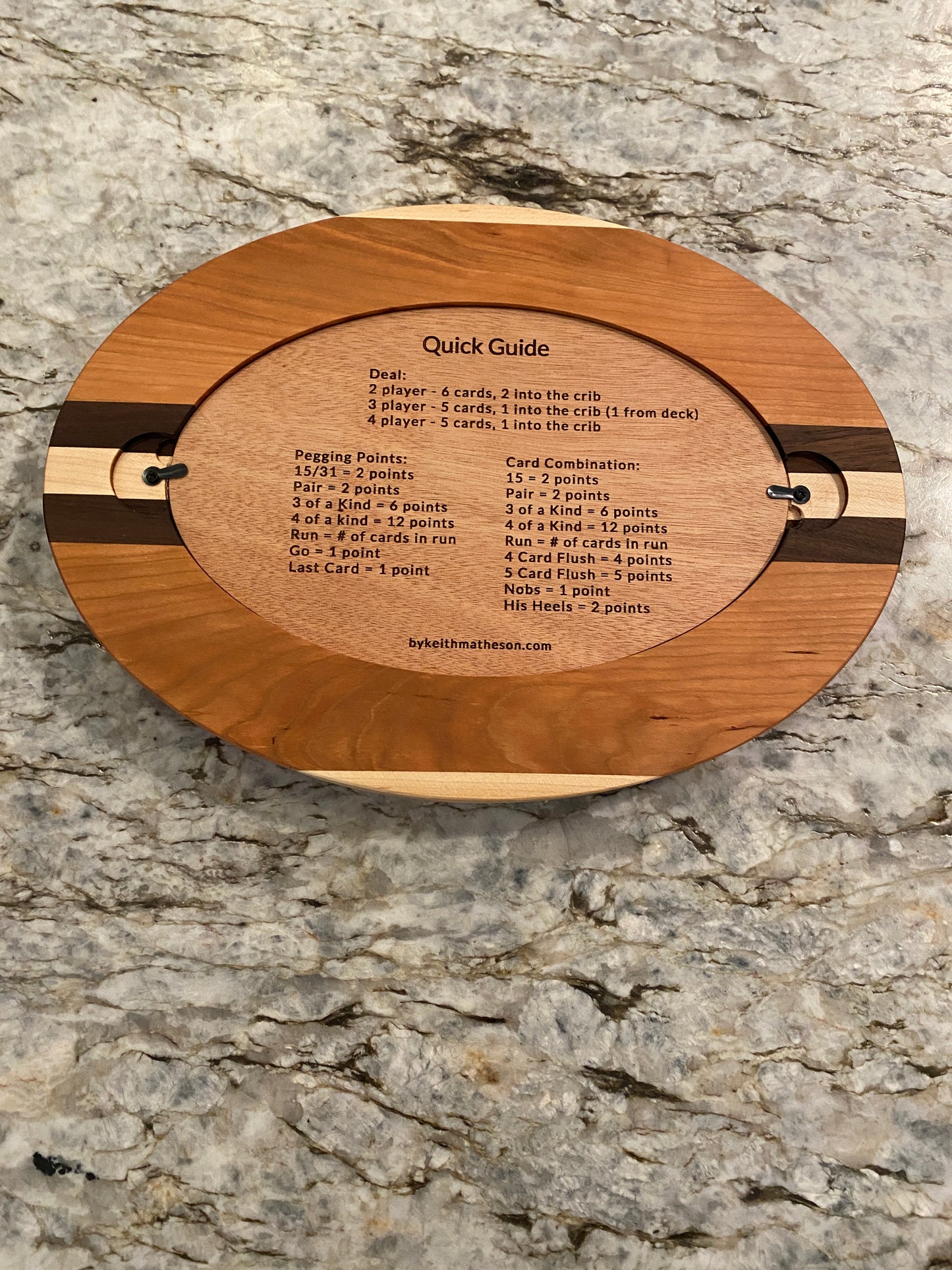 Cribbage board - Cherry, Walnut, and Maple (Customizable) - 4 lane