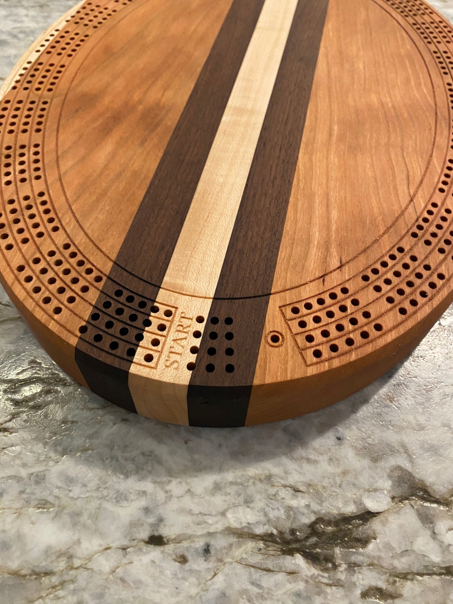 Cribbage board - Cherry, Walnut, and Maple (Customizable) - 4 lane