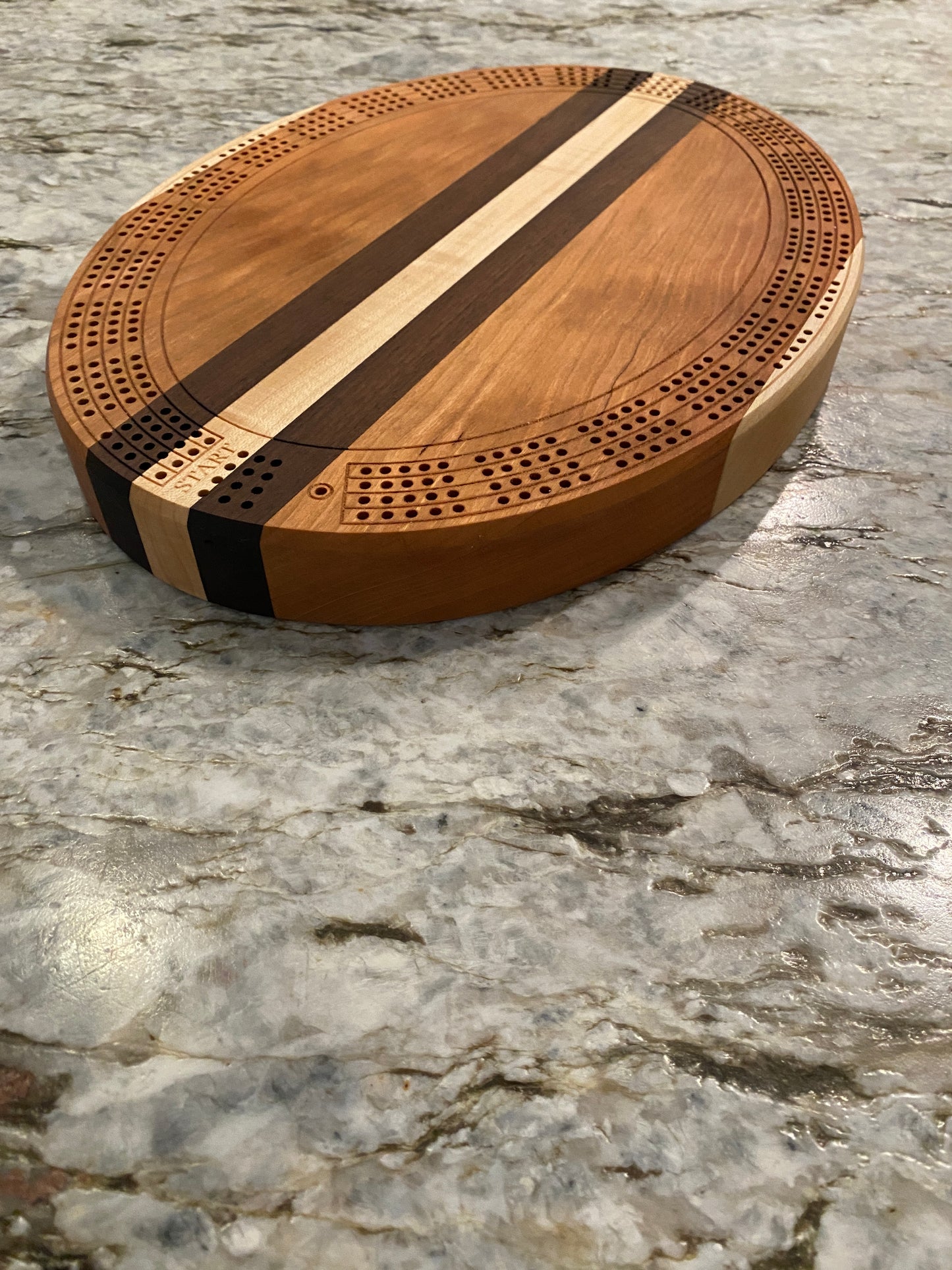 Cribbage board - Cherry, Walnut, and Maple (Customizable) - 4 lane