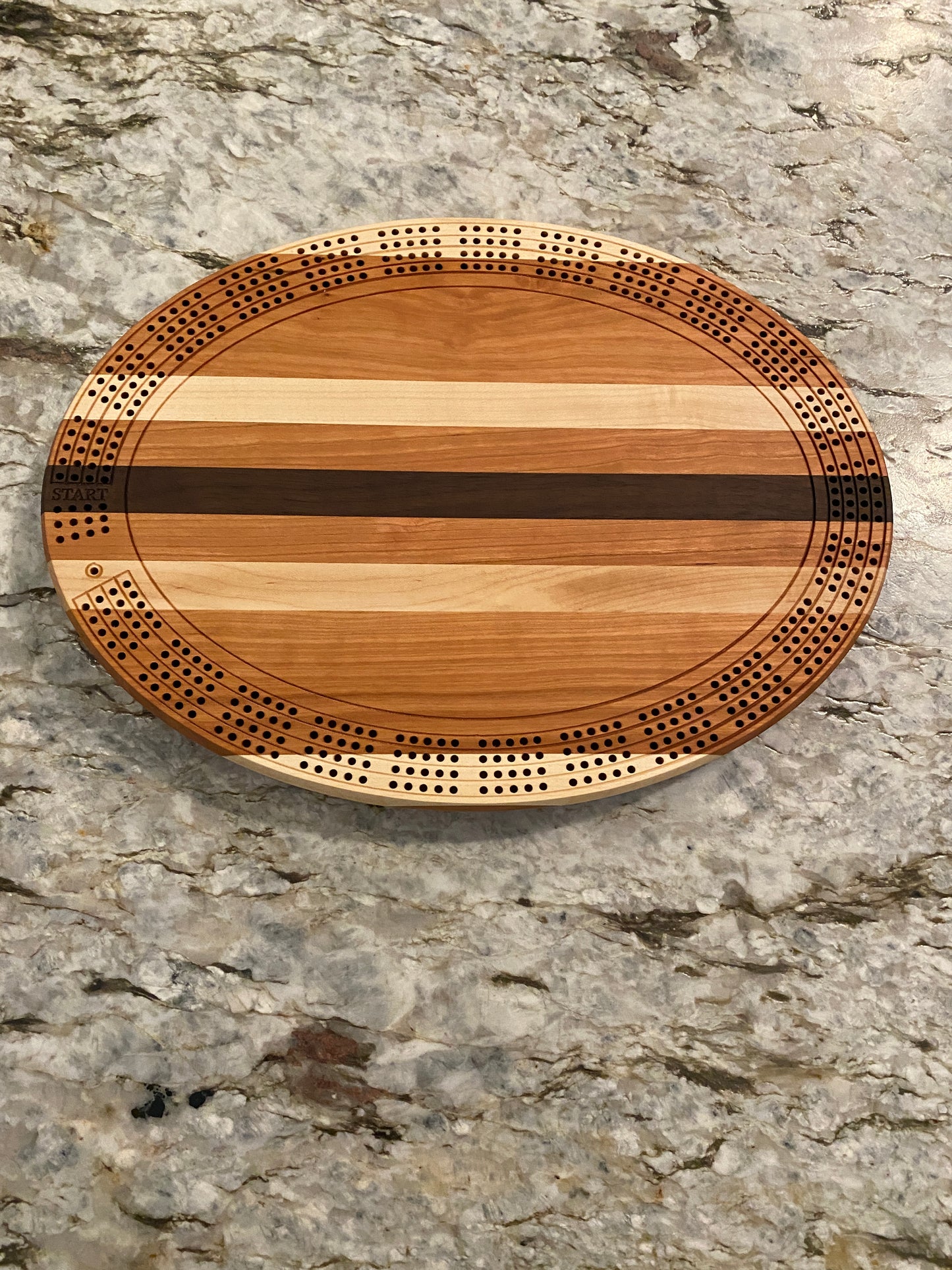 Cribbage board - Cherry, Walnut, and Maple (Customizable) - 4 lane