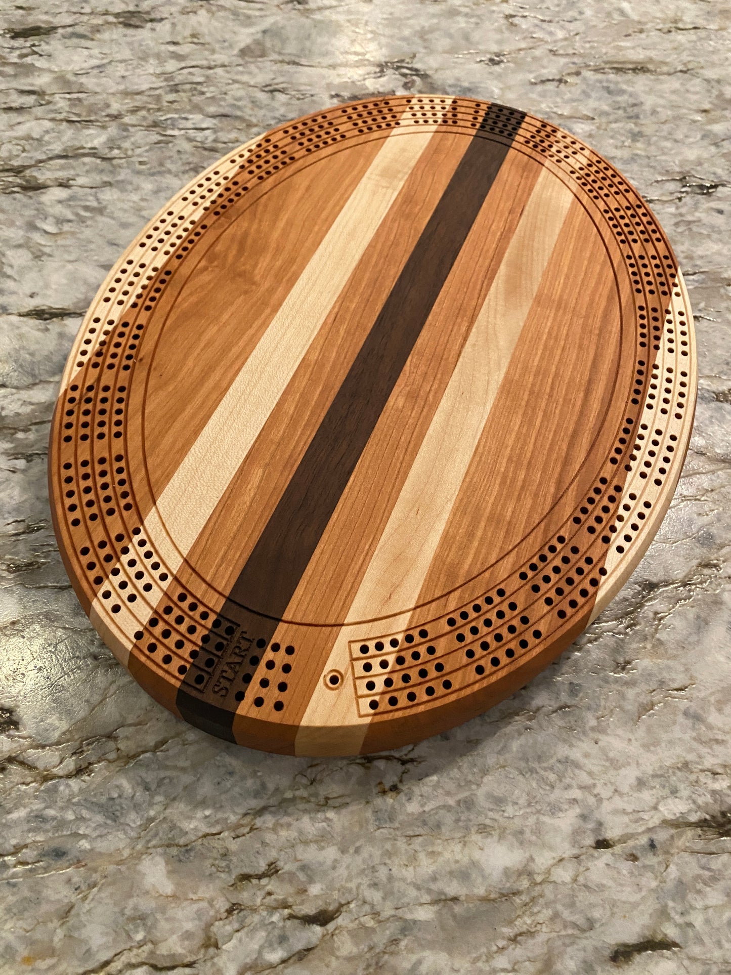 Cribbage board - Cherry, Walnut, and Maple (Customizable) - 4 lane