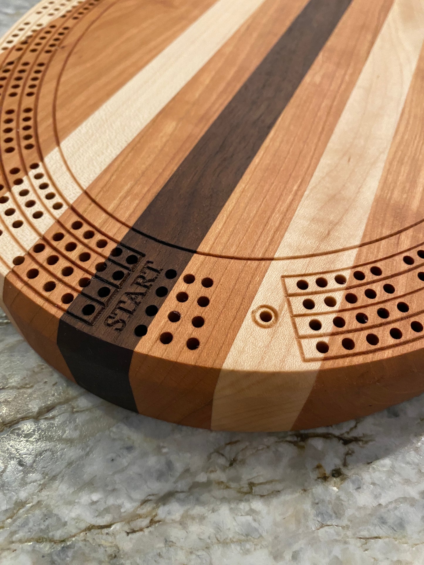 Cribbage board - Cherry, Walnut, and Maple (Customizable) - 4 lane