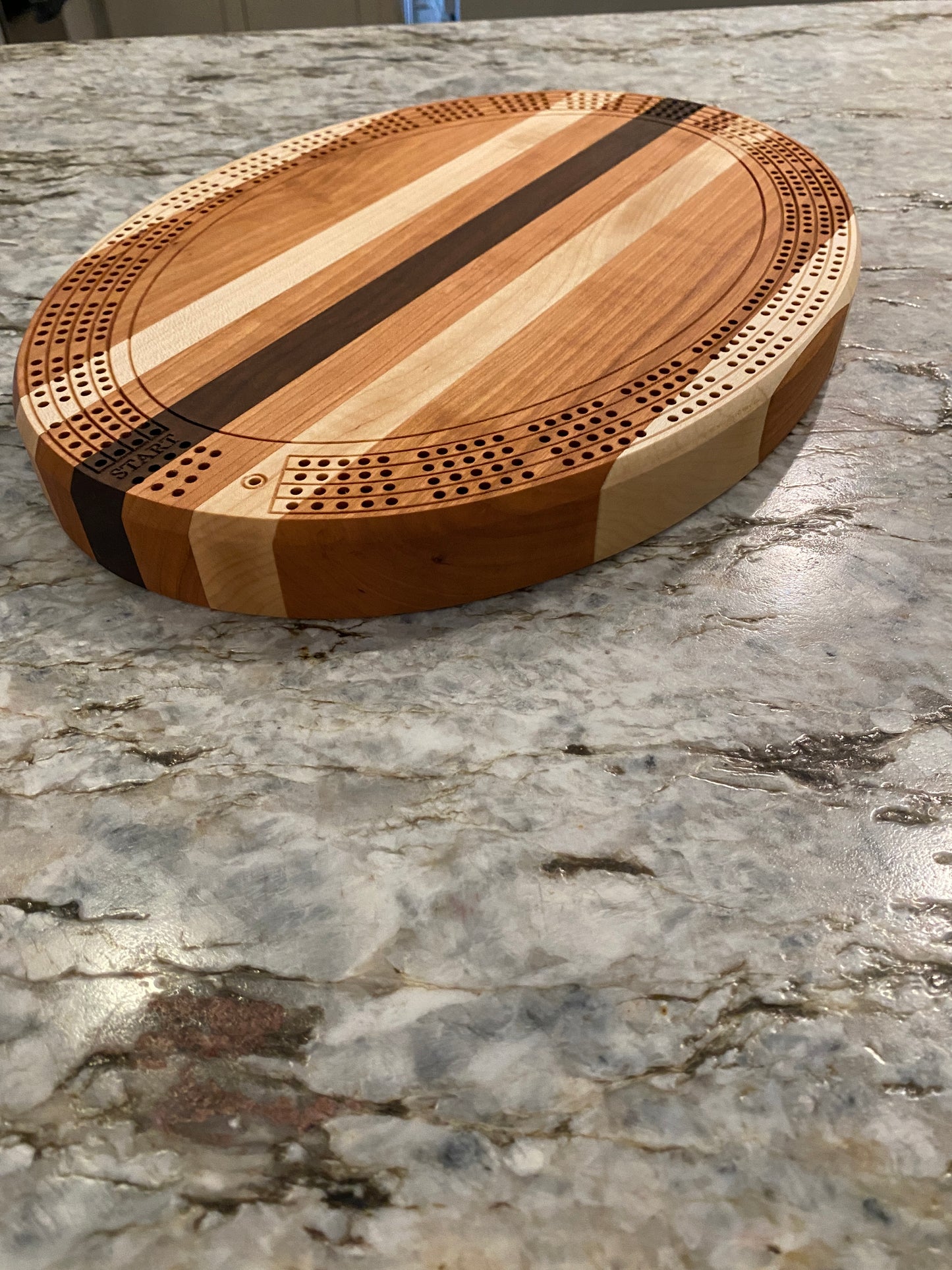 Cribbage board - Cherry, Walnut, and Maple (Customizable) - 4 lane