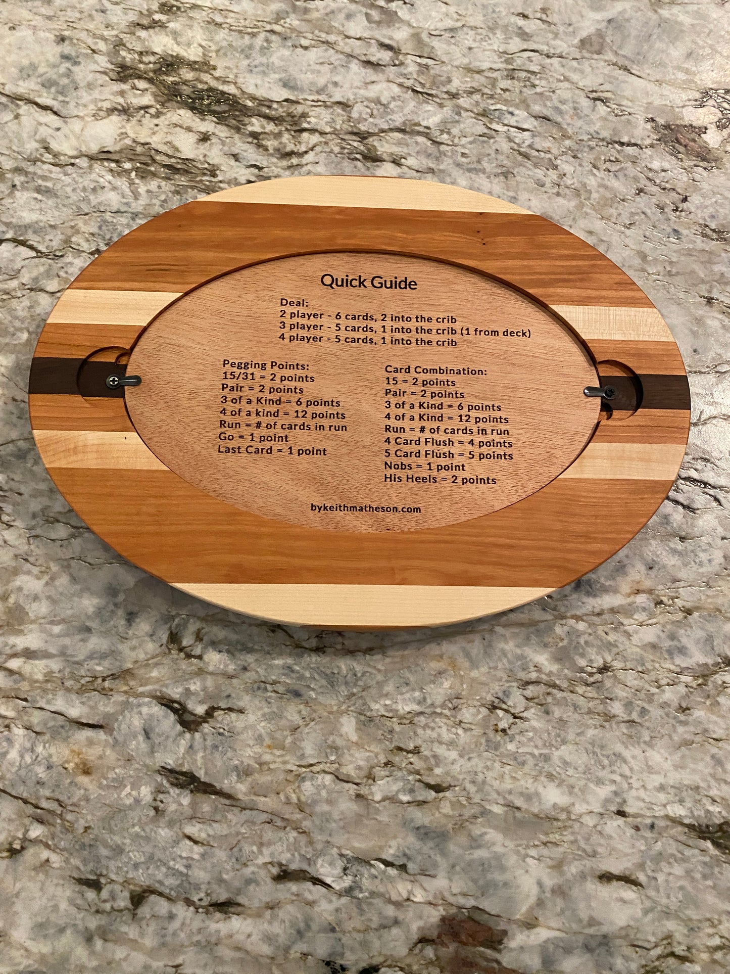 Cribbage board - Cherry, Walnut, and Maple (Customizable) - 4 lane