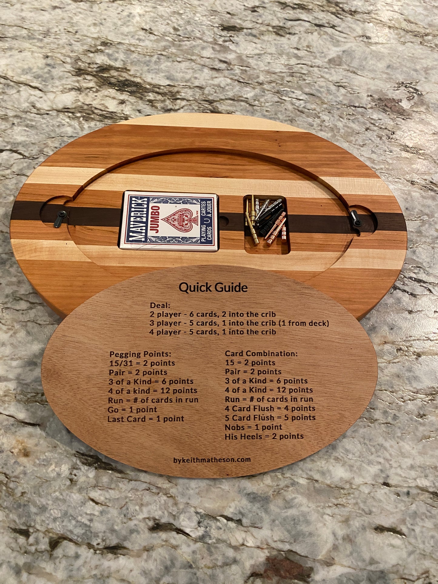 Cribbage board - Cherry, Walnut, and Maple (Customizable) - 4 lane