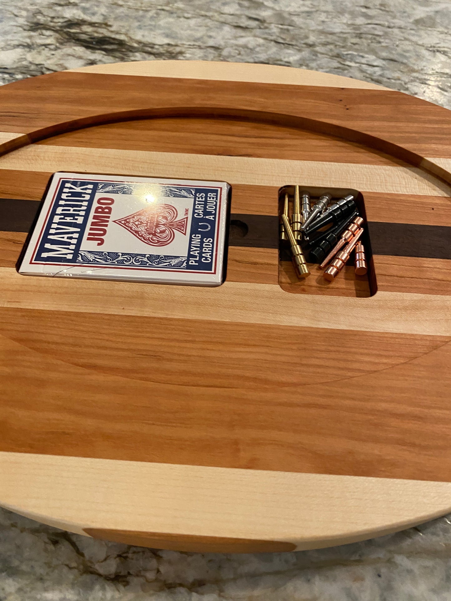 Cribbage board - Cherry, Walnut, and Maple (Customizable) - 4 lane