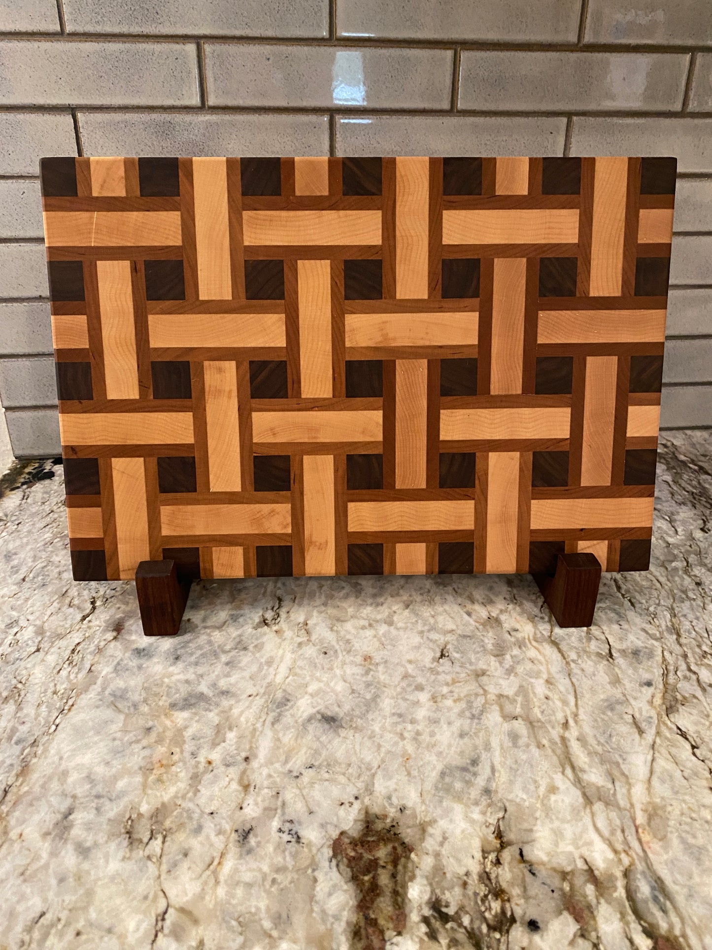 Basketweave end grain cutting board/chopping block Maple, Cherry, and Walnut