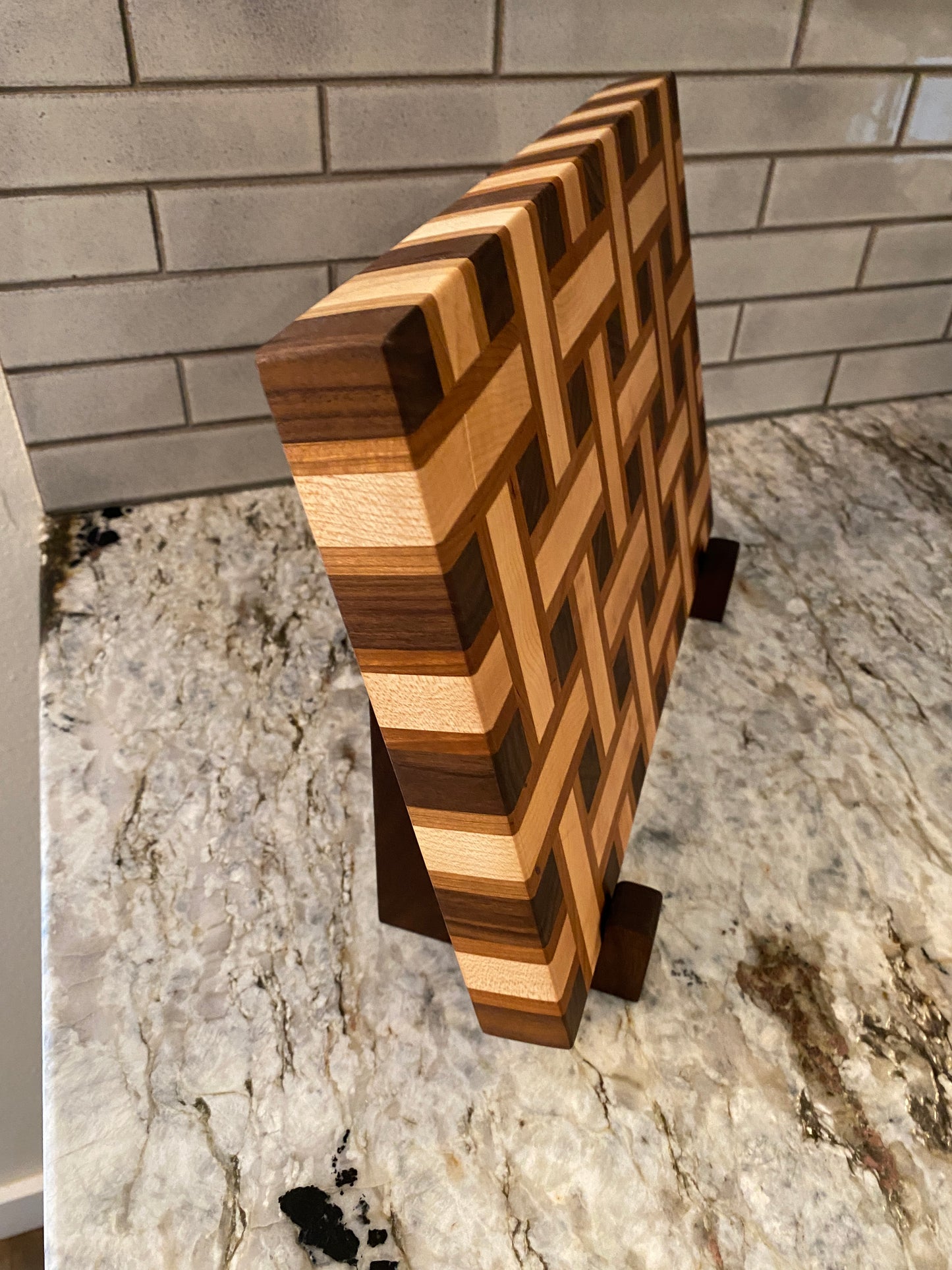 Basketweave end grain cutting board/chopping block Maple, Cherry, and Walnut