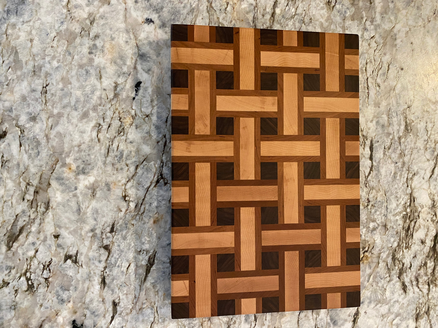 Basketweave end grain cutting board/chopping block Maple, Cherry, and Walnut