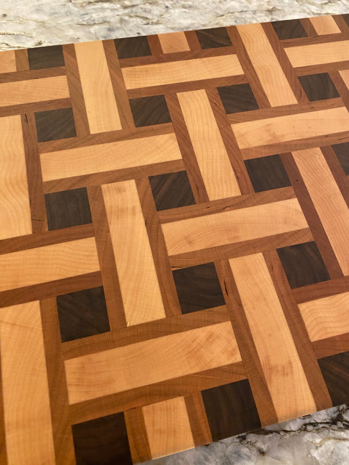 Basketweave end grain cutting board/chopping block Maple, Cherry, and Walnut