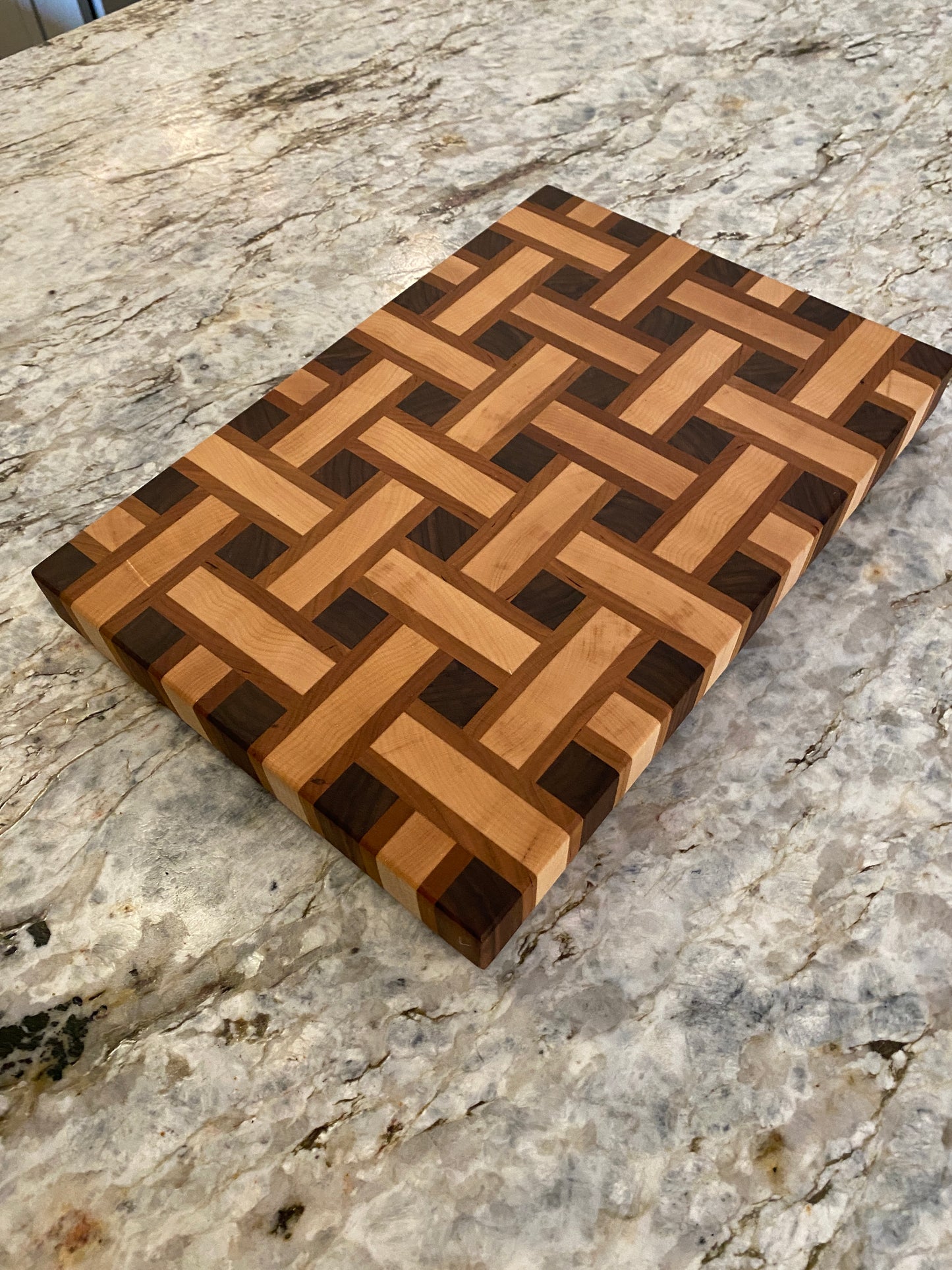 Basketweave end grain cutting board/chopping block Maple, Cherry, and Walnut