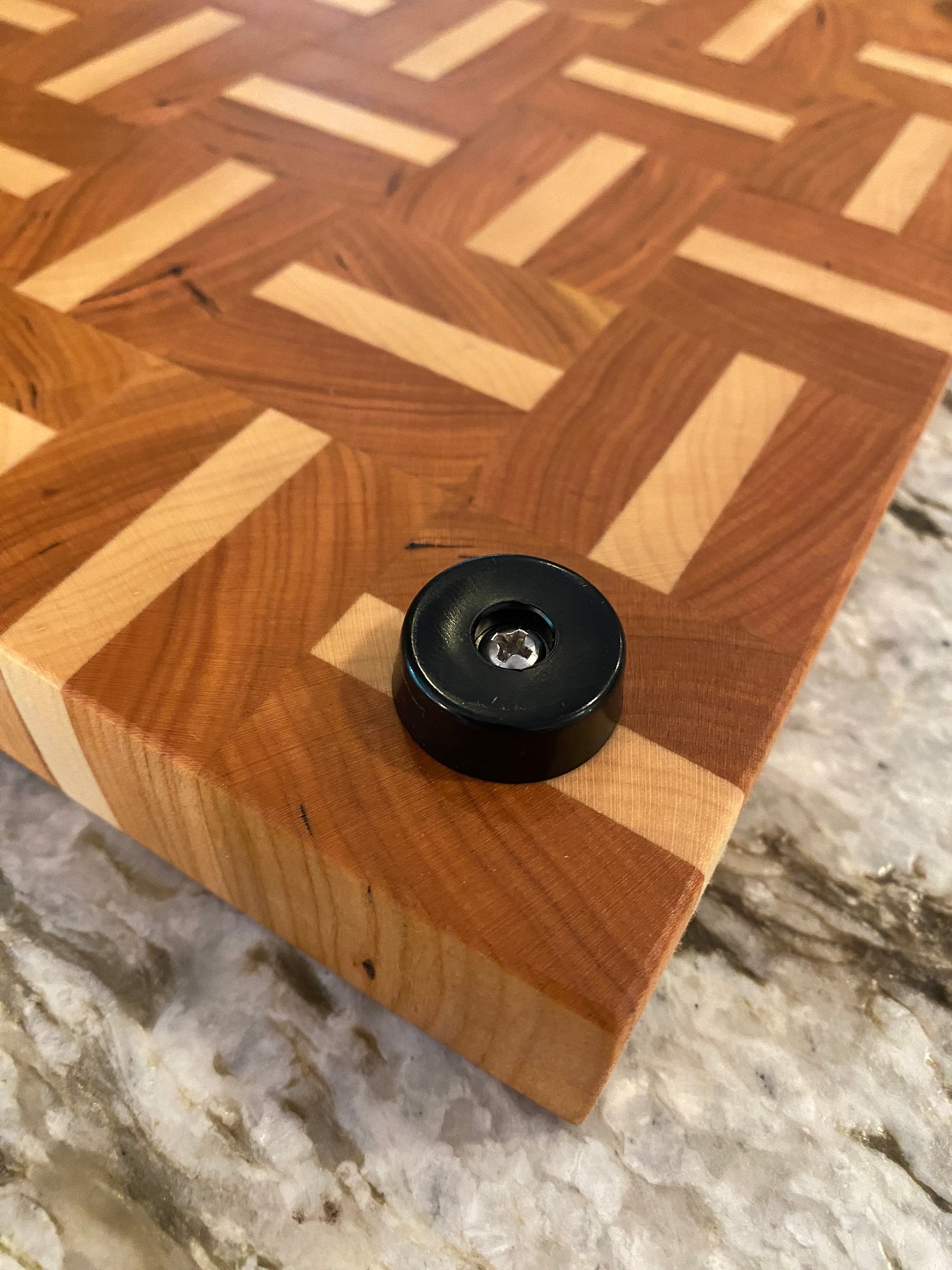 Cherry end grain cutting board/chopping block with Maple basketweave