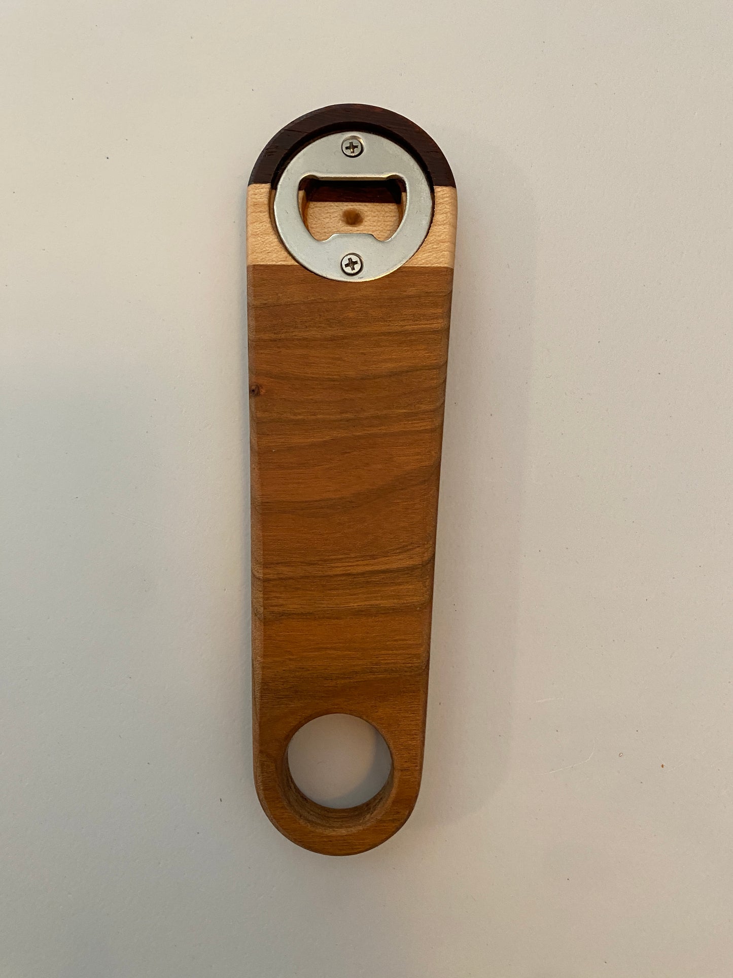 Large Hardwood Bottle Opener - Cherry, Maple and Padauk