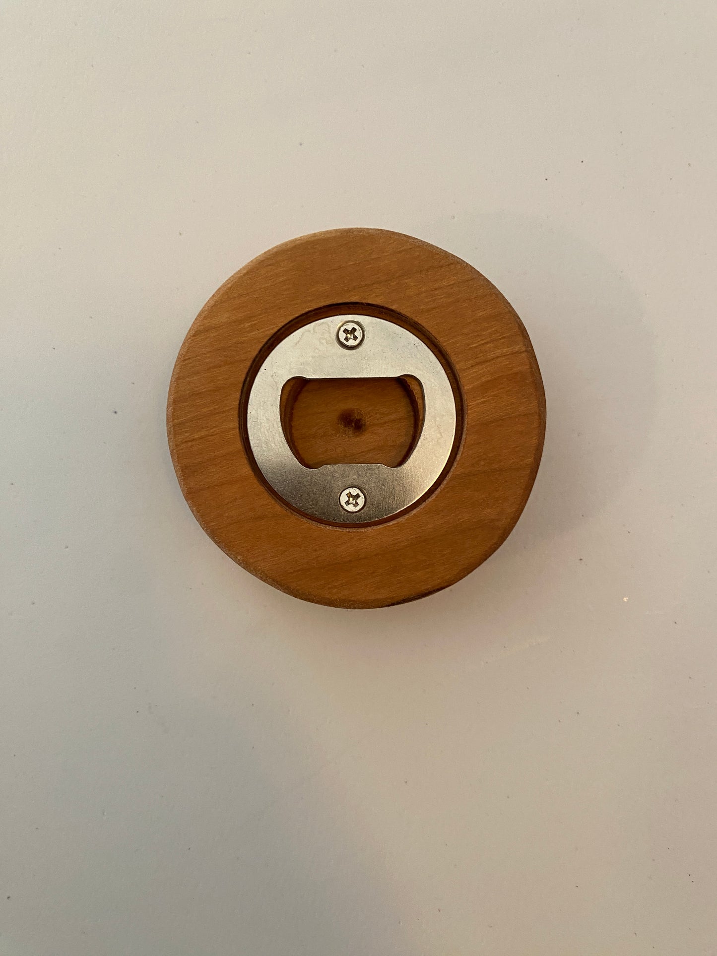 Round Hardwood Bottle Opener - Cherry