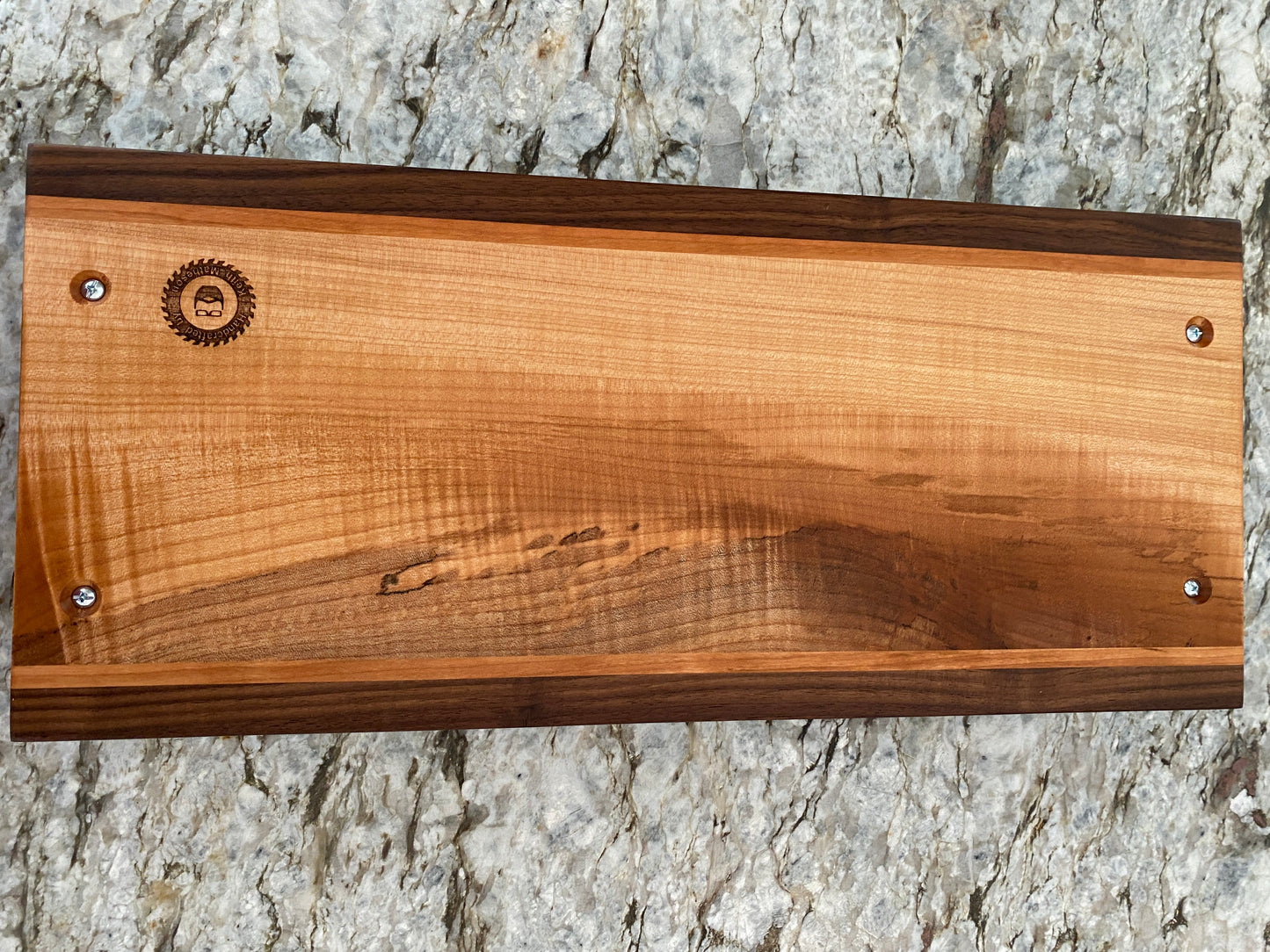 Figured Maple, Cherry and Walnut Serving/Charcuterie Board with handles