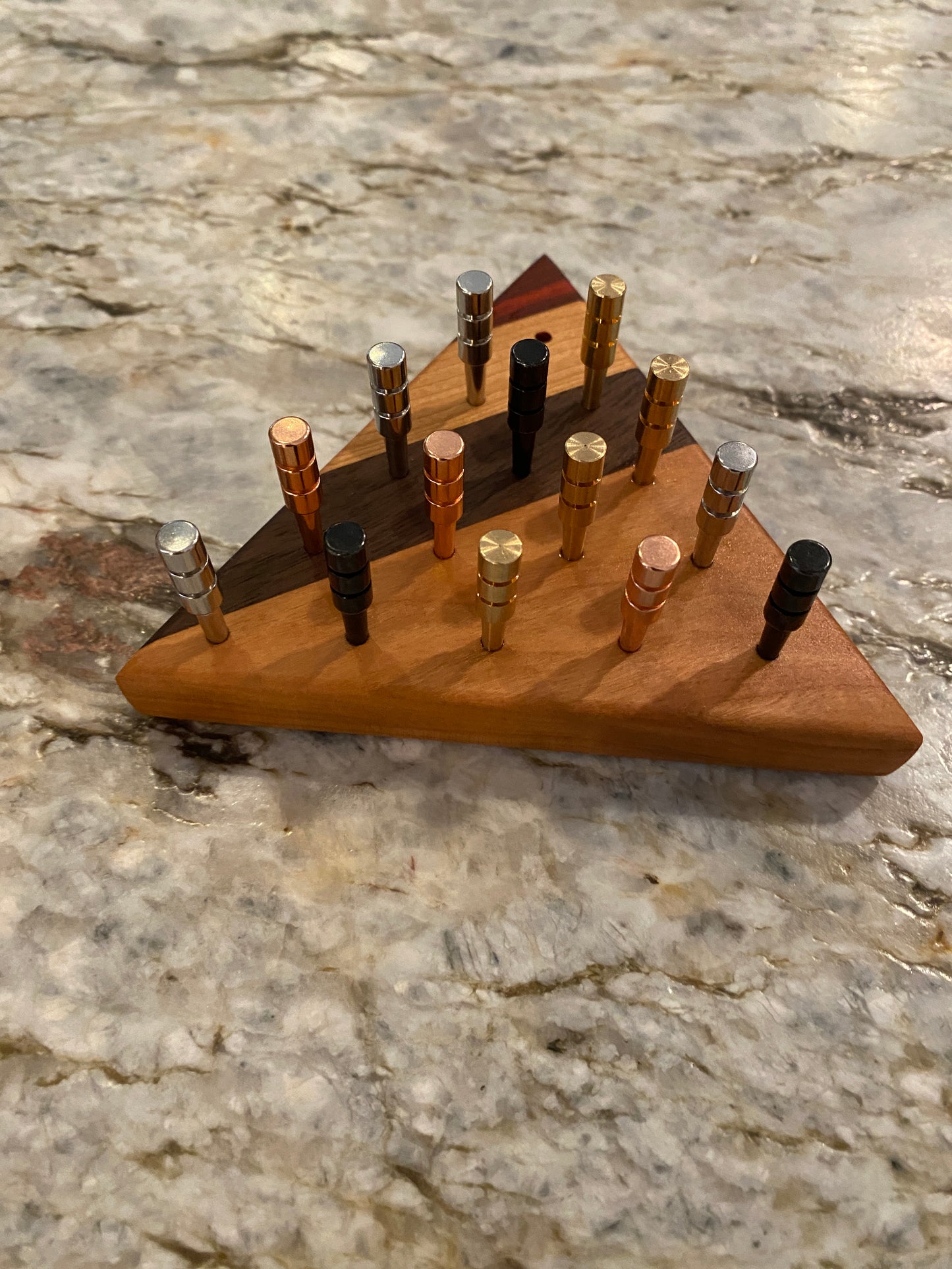 Classic Peg Game - Padauk, Cherry and Walnut with metal pegs