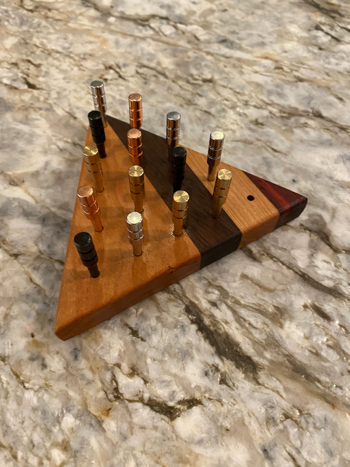 Classic Peg Game - Padauk, Cherry and Walnut with metal pegs