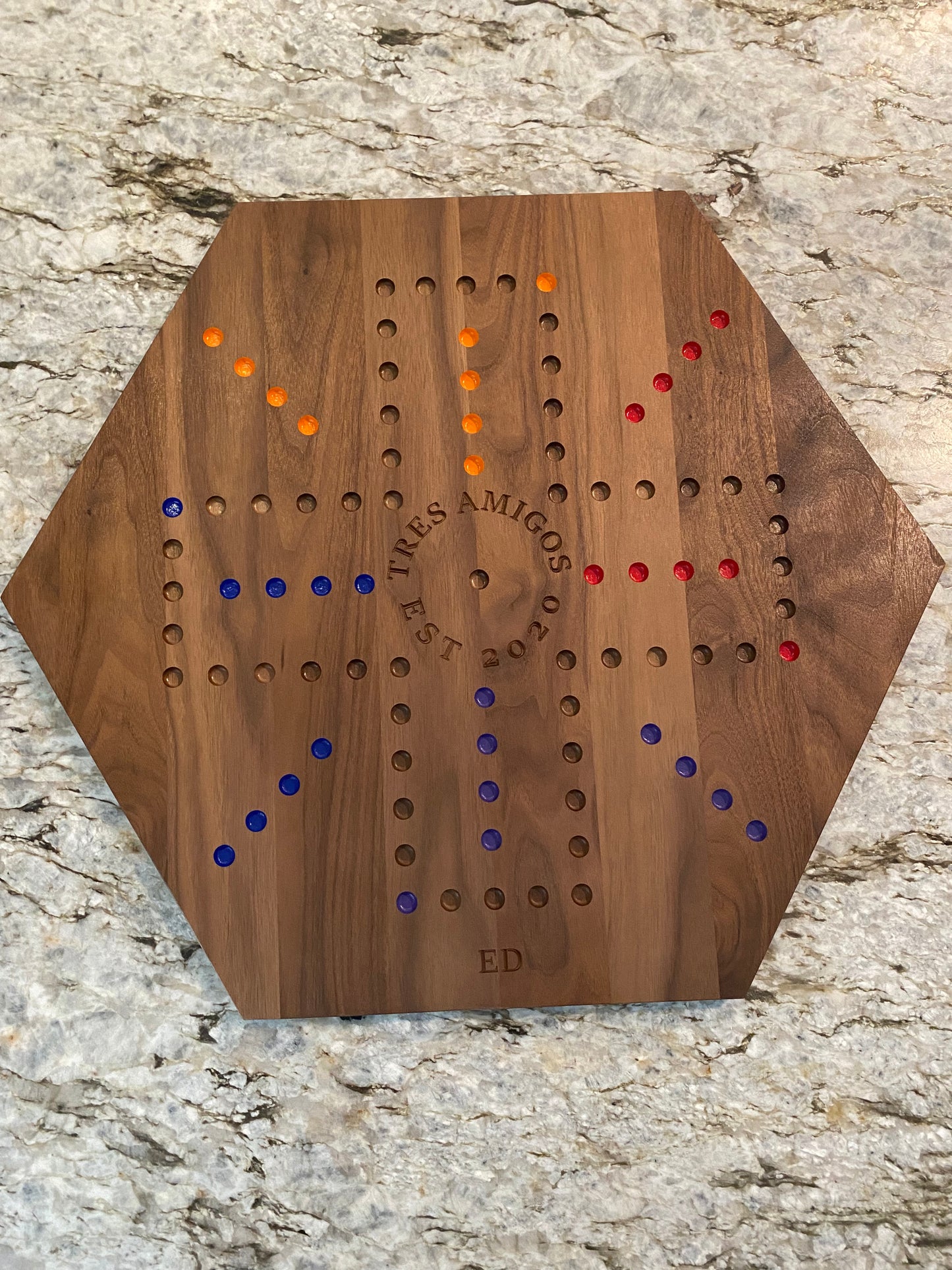 Aggravation game board - customizable with 4 player and 6 player options (or make double sided) in walnut or cherry