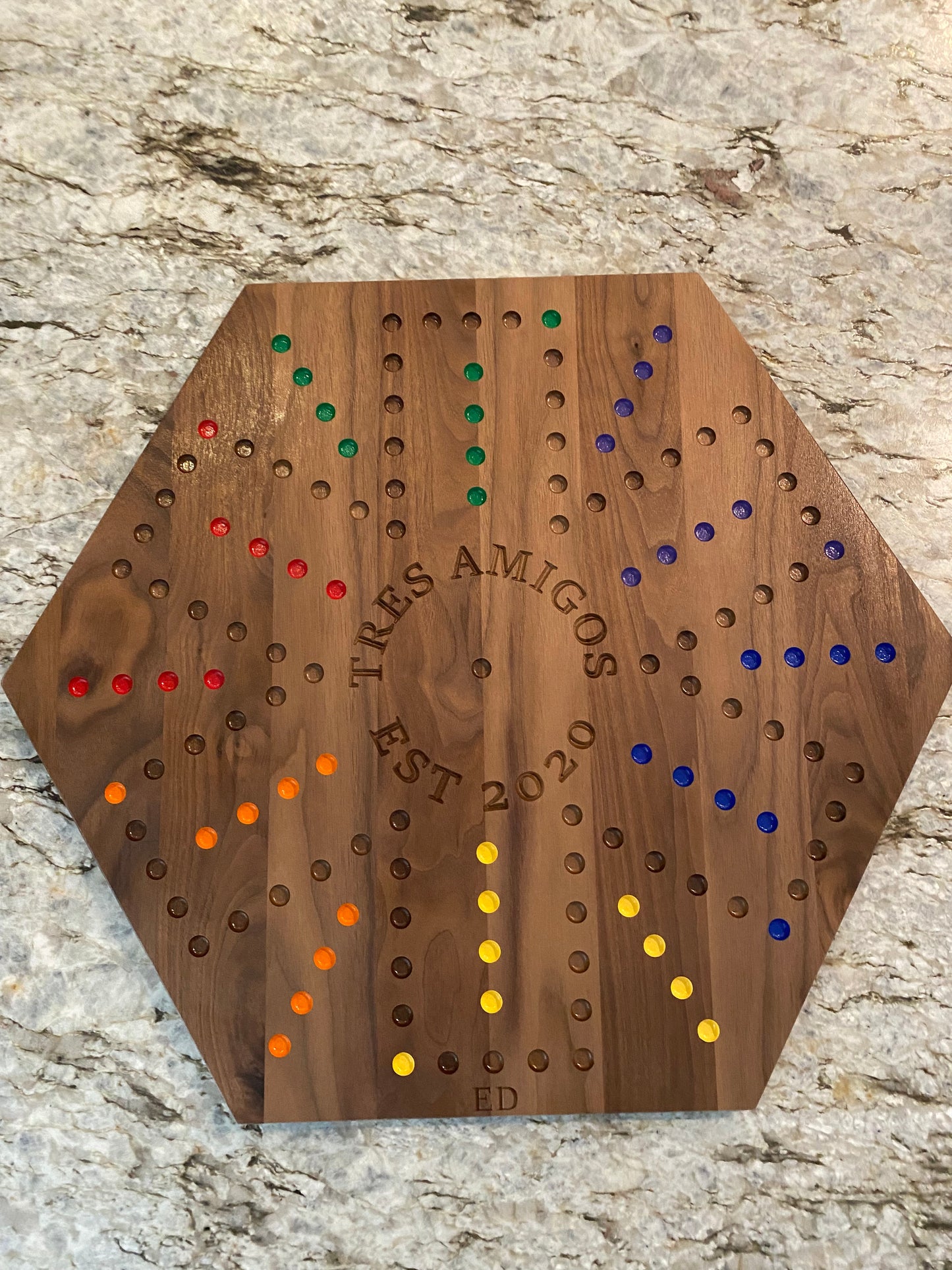 Aggravation game board - customizable with 4 player and 6 player options (or make double sided) in walnut or cherry