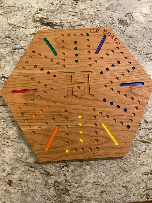 Aggravation game board - customizable with 4 player and 6 player options (or make double sided) in walnut or cherry
