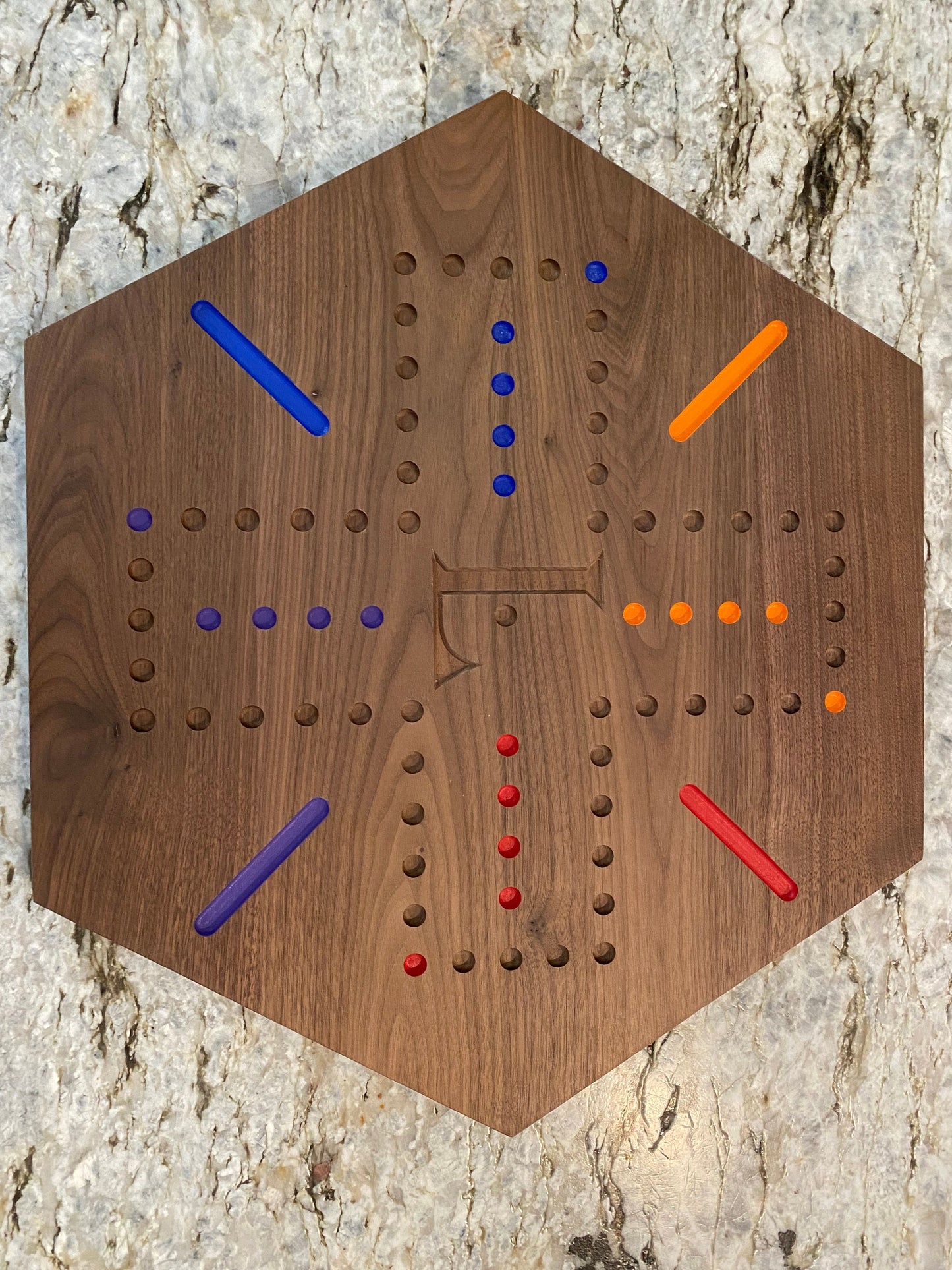 Aggravation game board - customizable with 4 player and 6 player options (or make double sided) in walnut or cherry