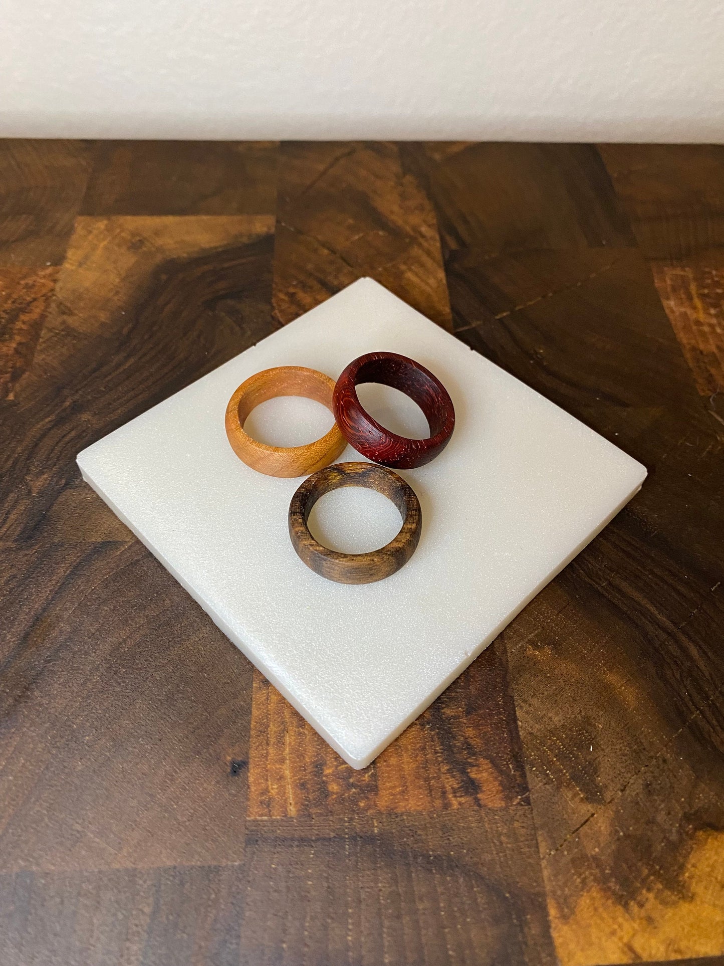 Handmade wood ring - men and women sizes from many types of wood